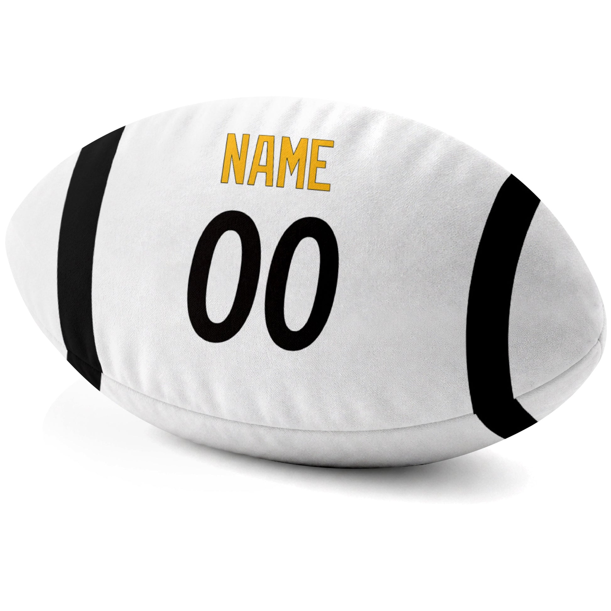 Pittsburgh White personalized football pillow custom name and jersey number side view