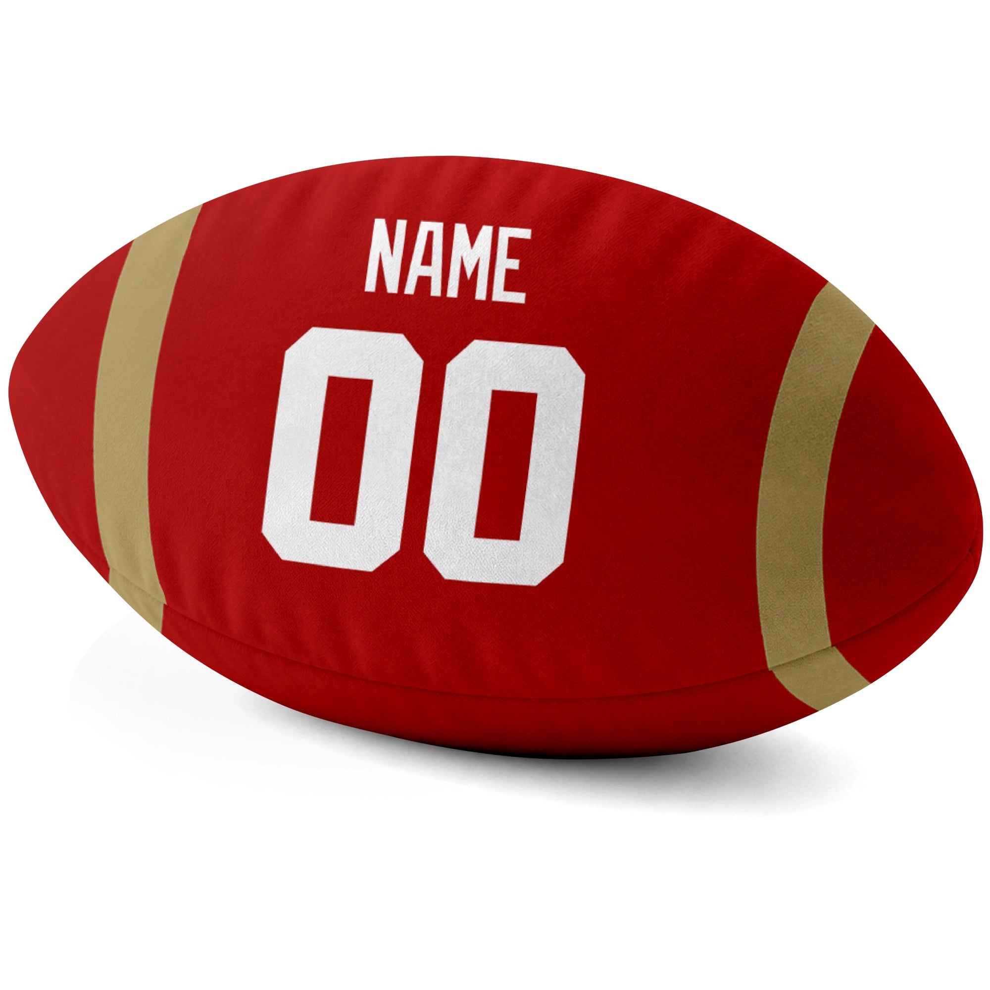 San Francisco Scarlet personalized football pillow custom name and jersey number side view