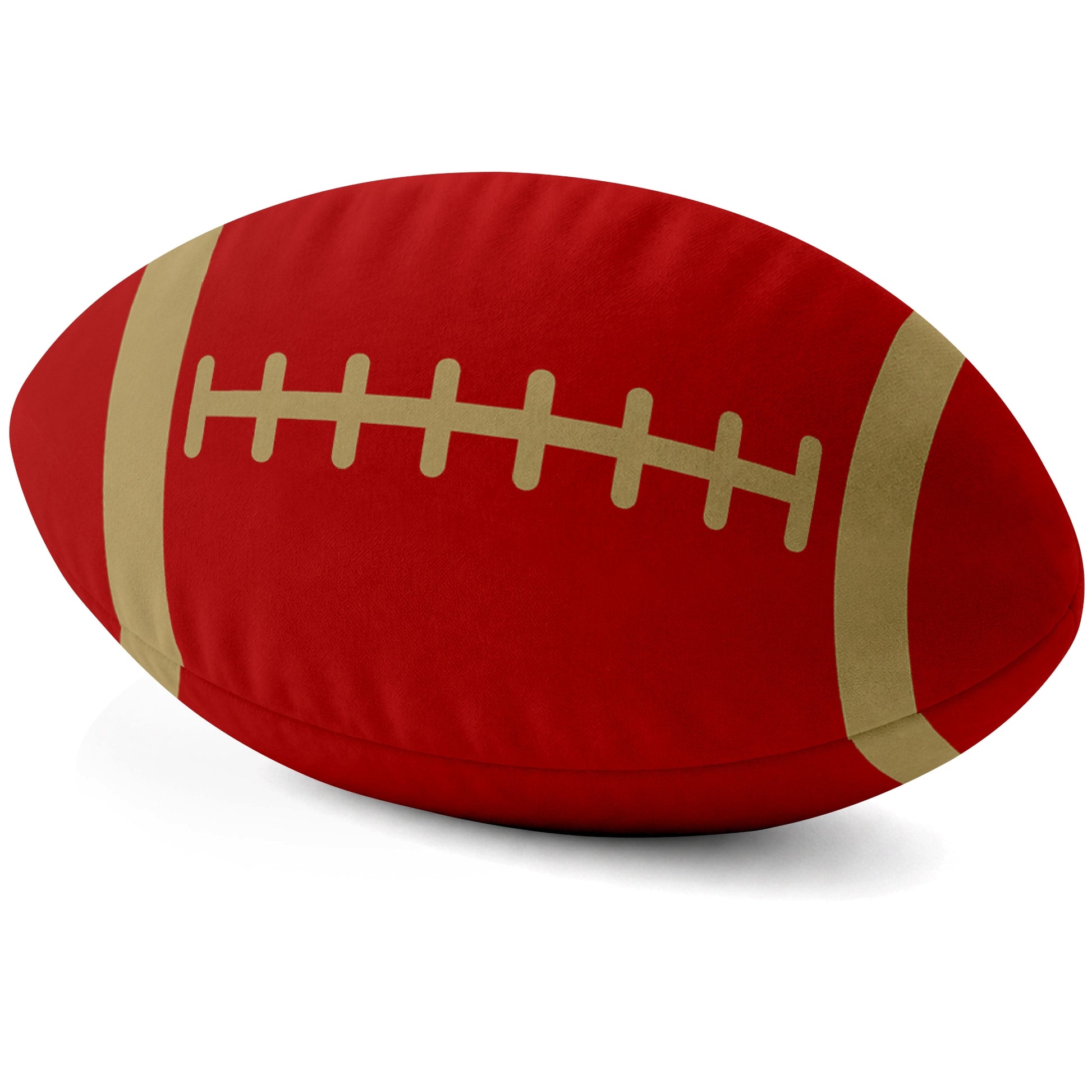 San Francisco Scarlet football shaped pillow lace detail side view