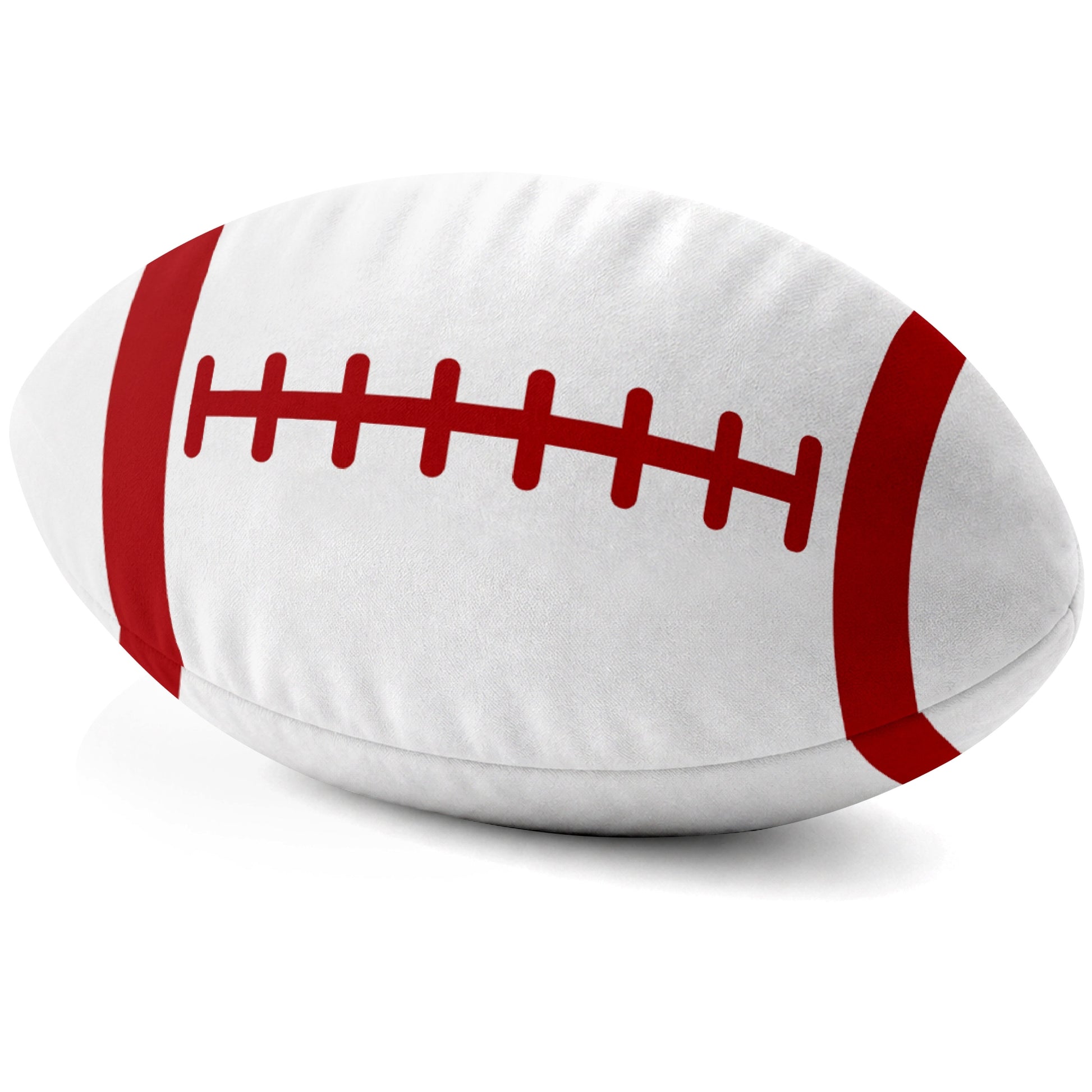 San Francisco White football shaped pillow lace detail side view