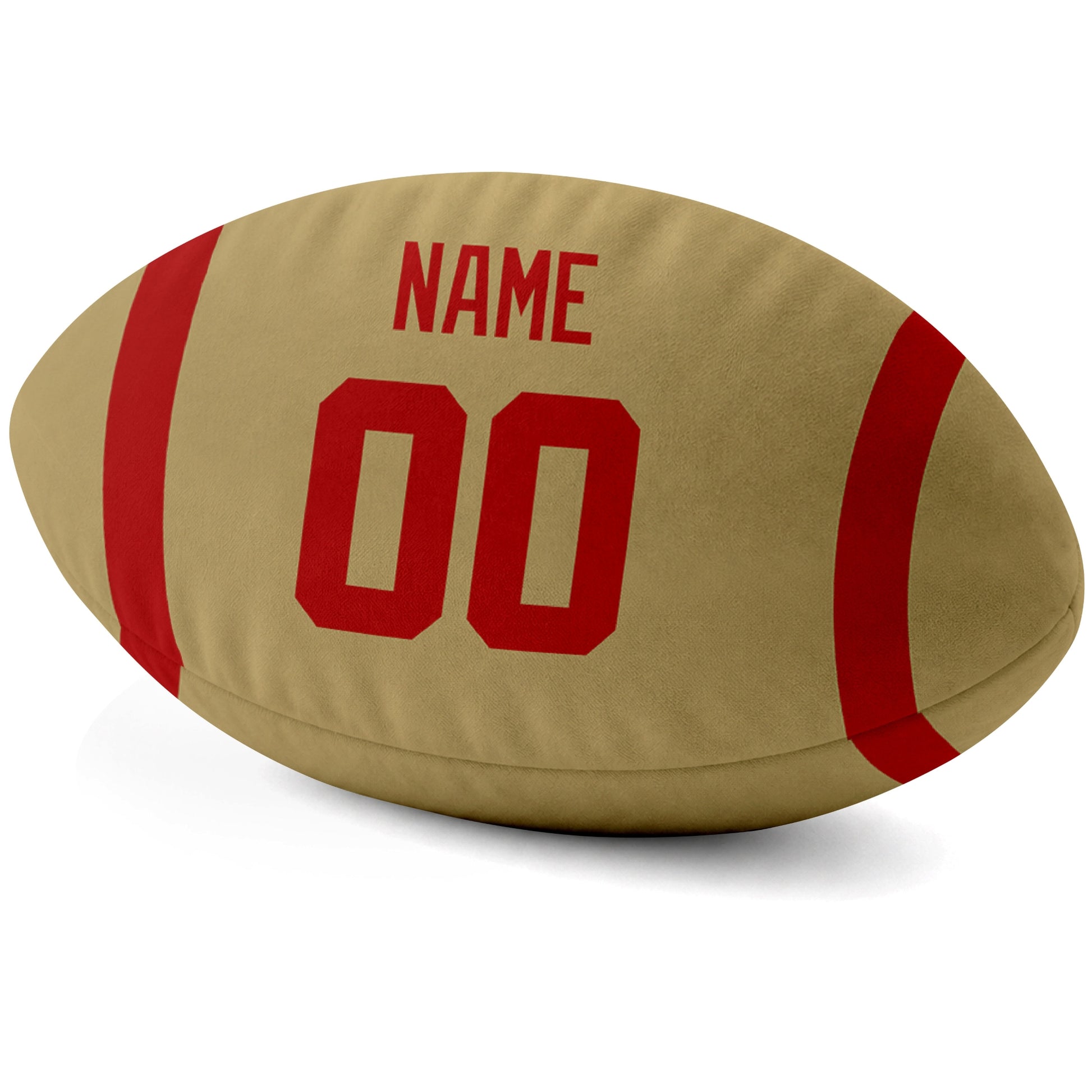 San Francisco Gold personalized football pillow custom name and jersey number side view