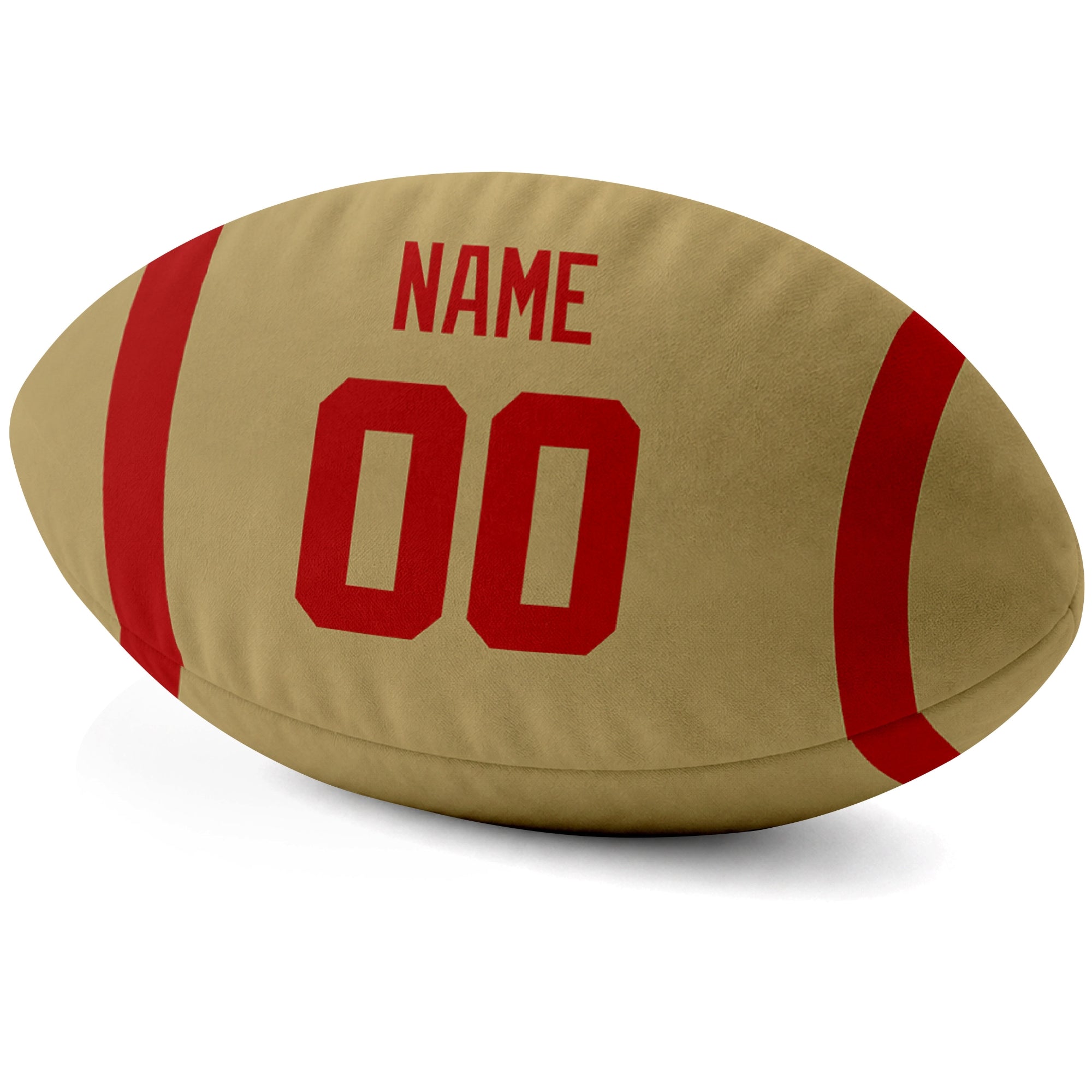 San Francisco Gold personalized football pillow custom name and jersey number side view
