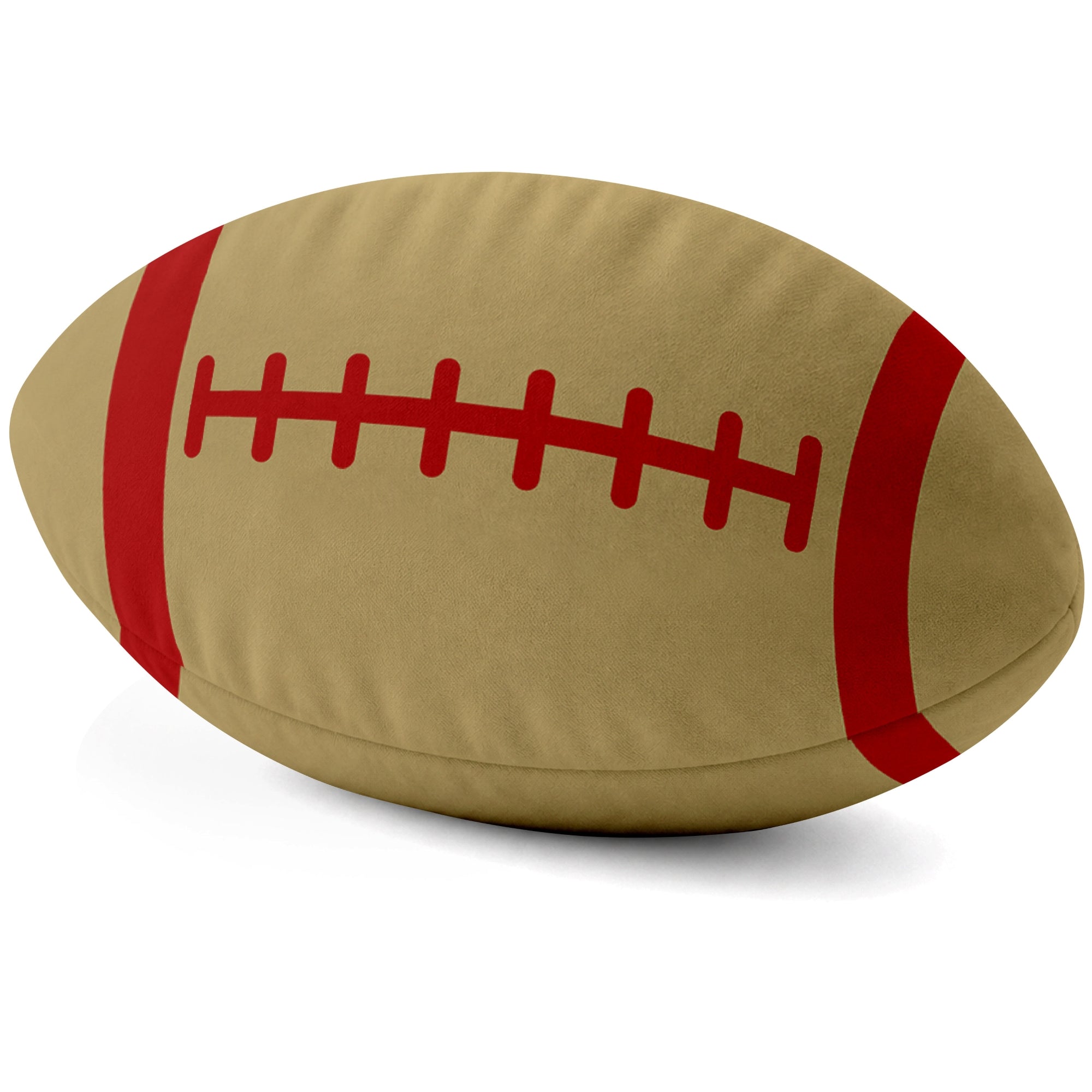 San Francisco Gold football shaped pillow lace detail side view