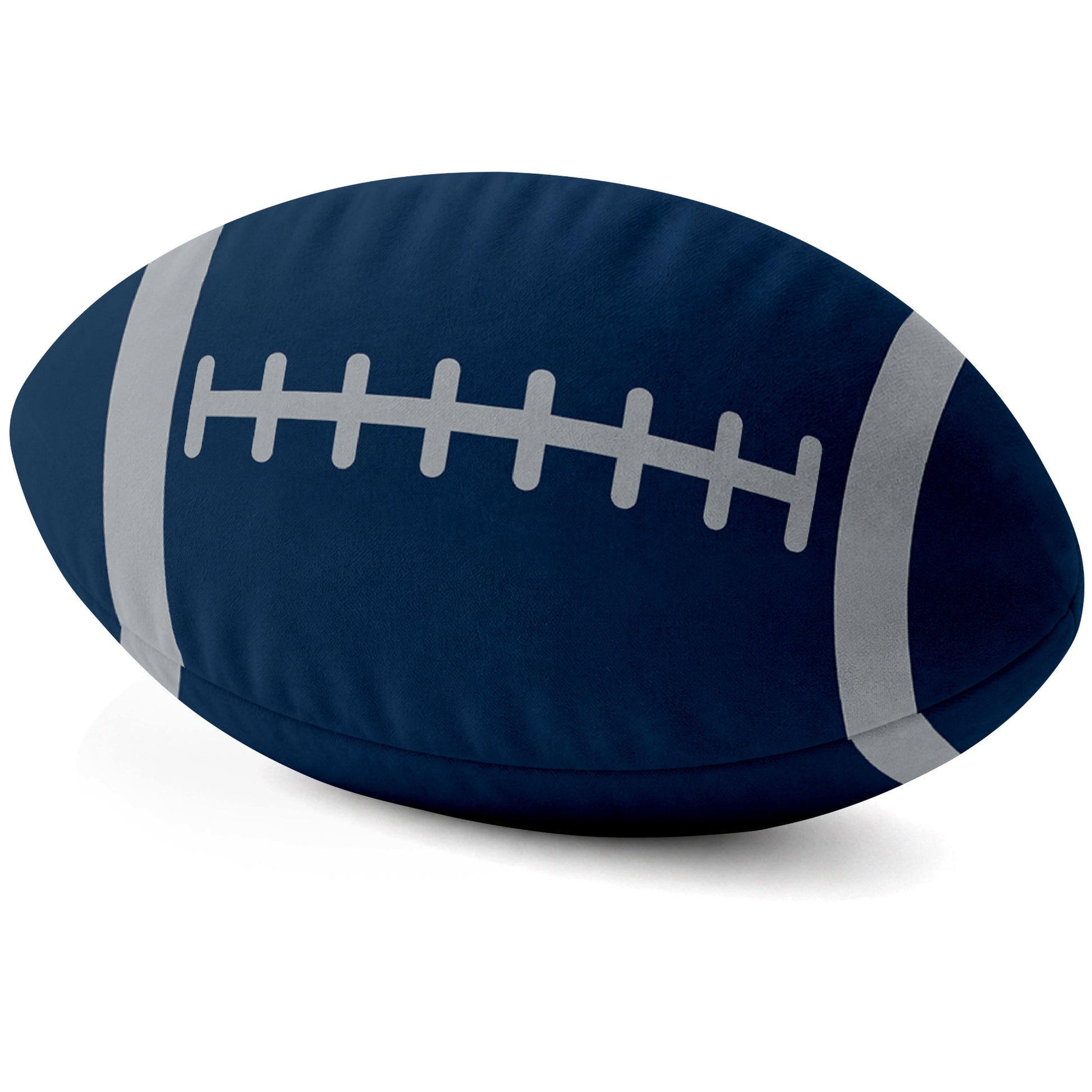 Seattle Navy football shaped pillow lace detail side view