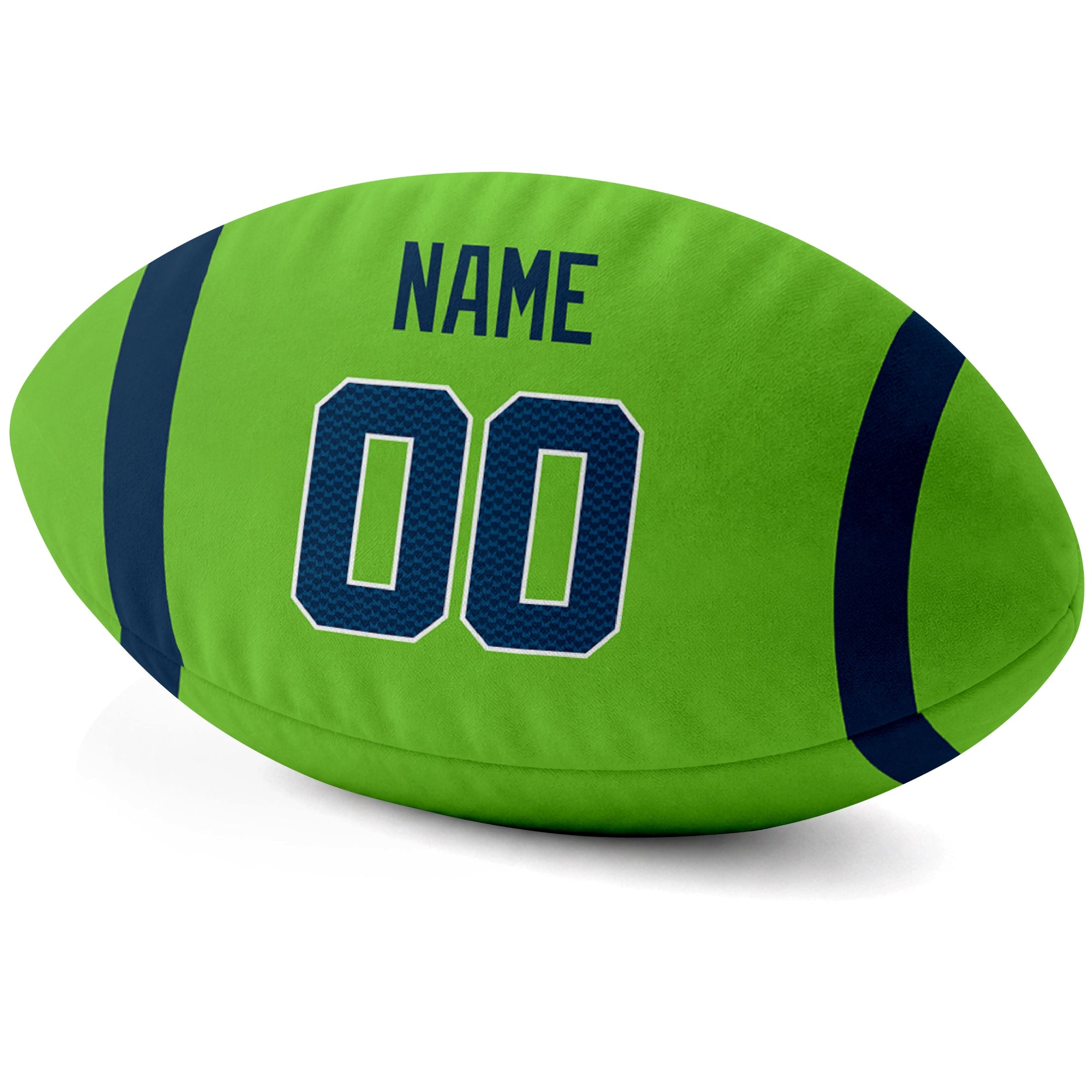 Seattle Neon Green personalized football pillow custom name and jersey number side view