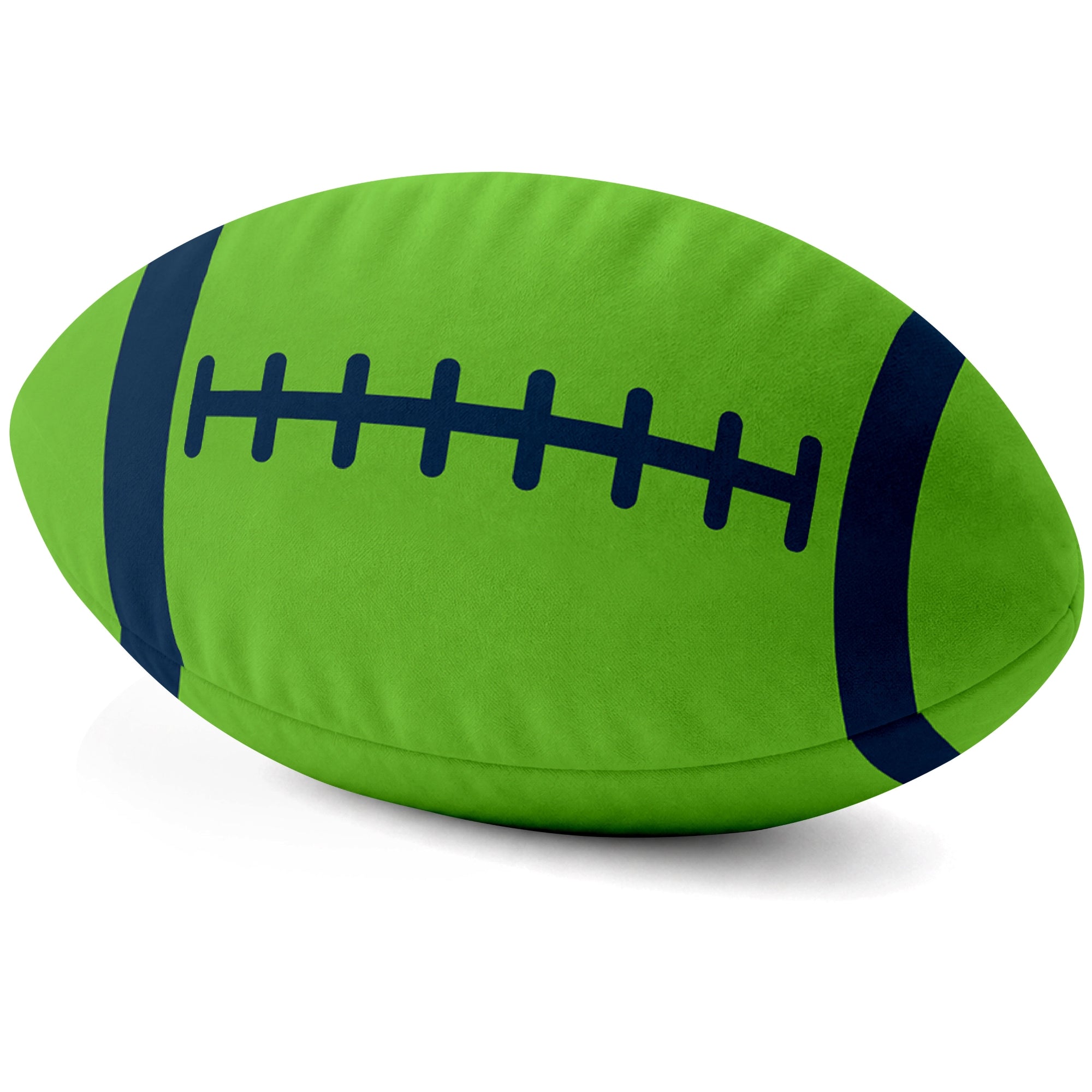 Seattle Neon Green football shaped pillow lace detail side view