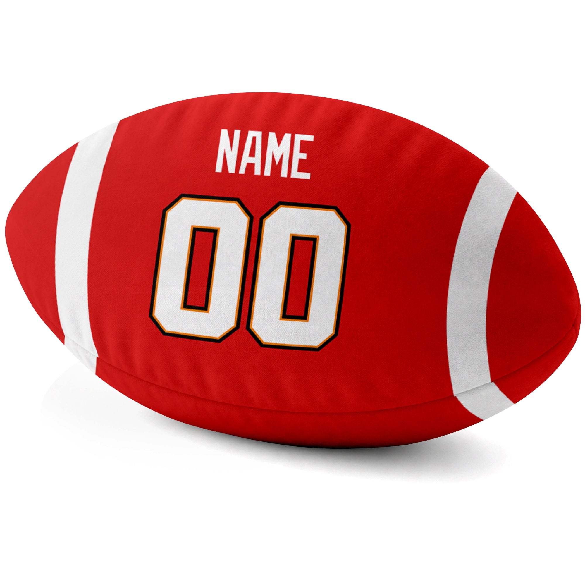 Tampa Bay Red personalized football pillow custom name and jersey number side view