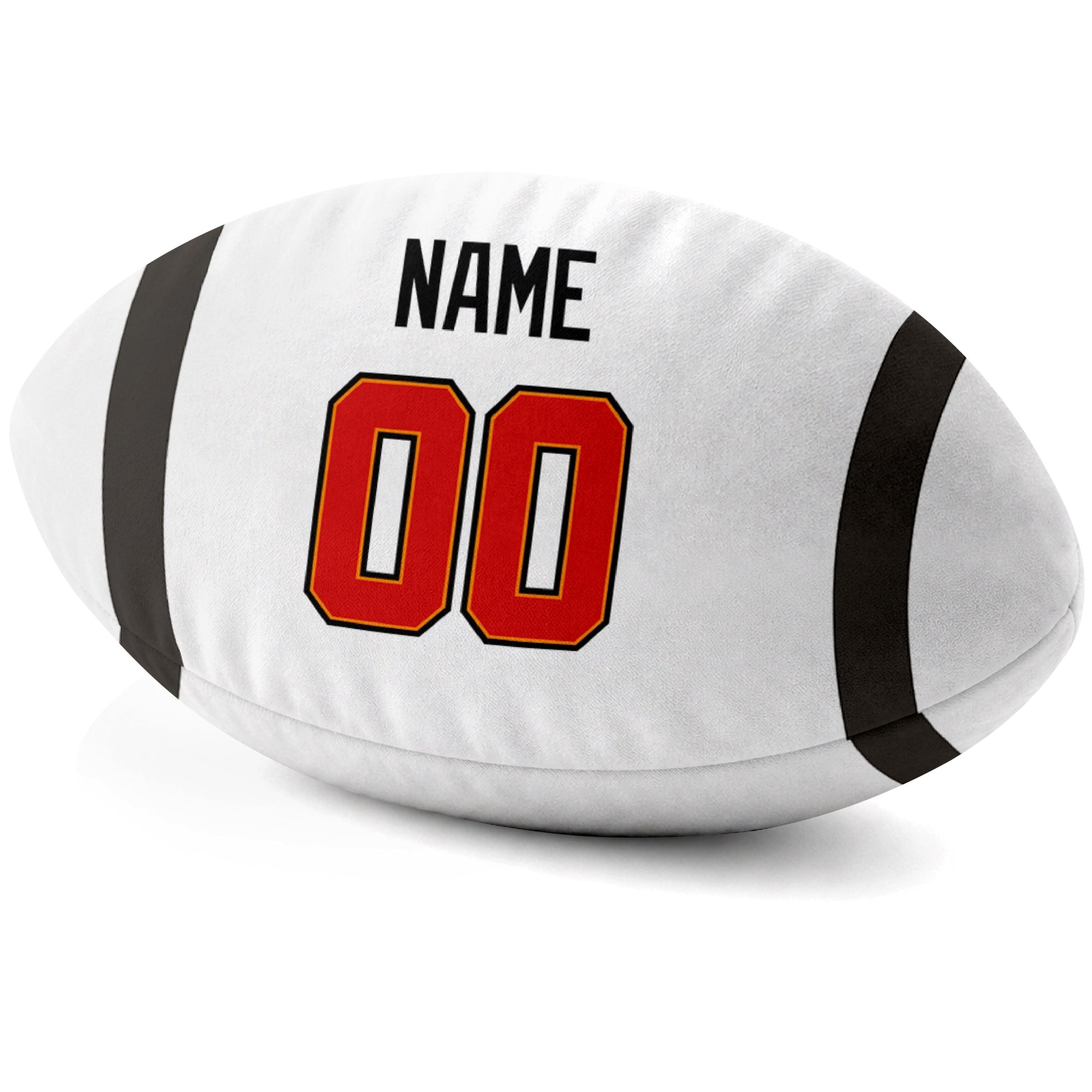 Tampa Bay White personalized football pillow custom name and jersey number side view