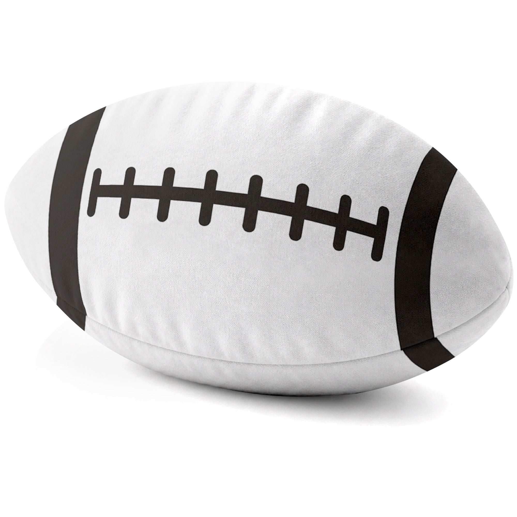 Tampa Bay White football shaped pillow lace detail side view