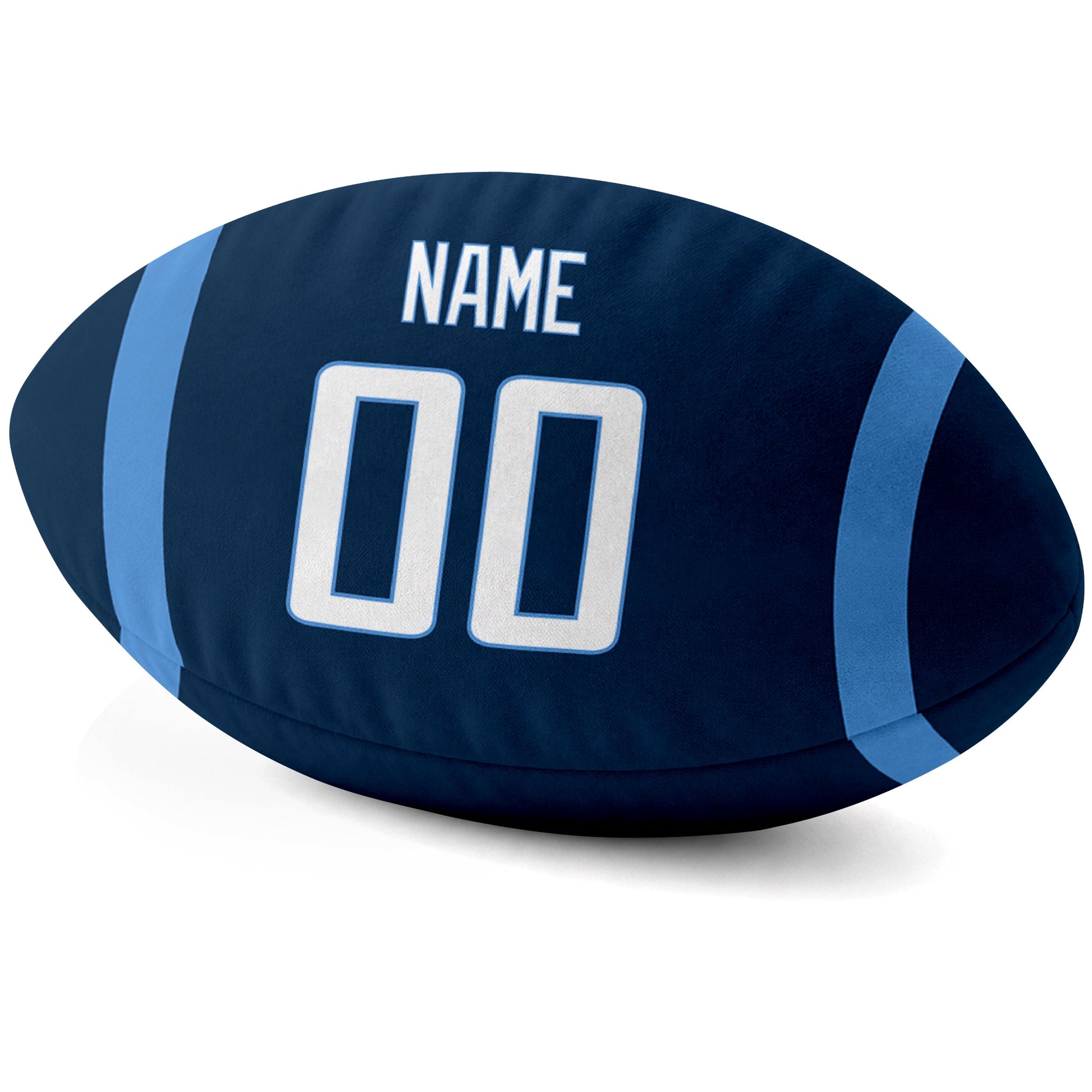 Tennessee Navy personalized football pillow custom name and jersey number side view