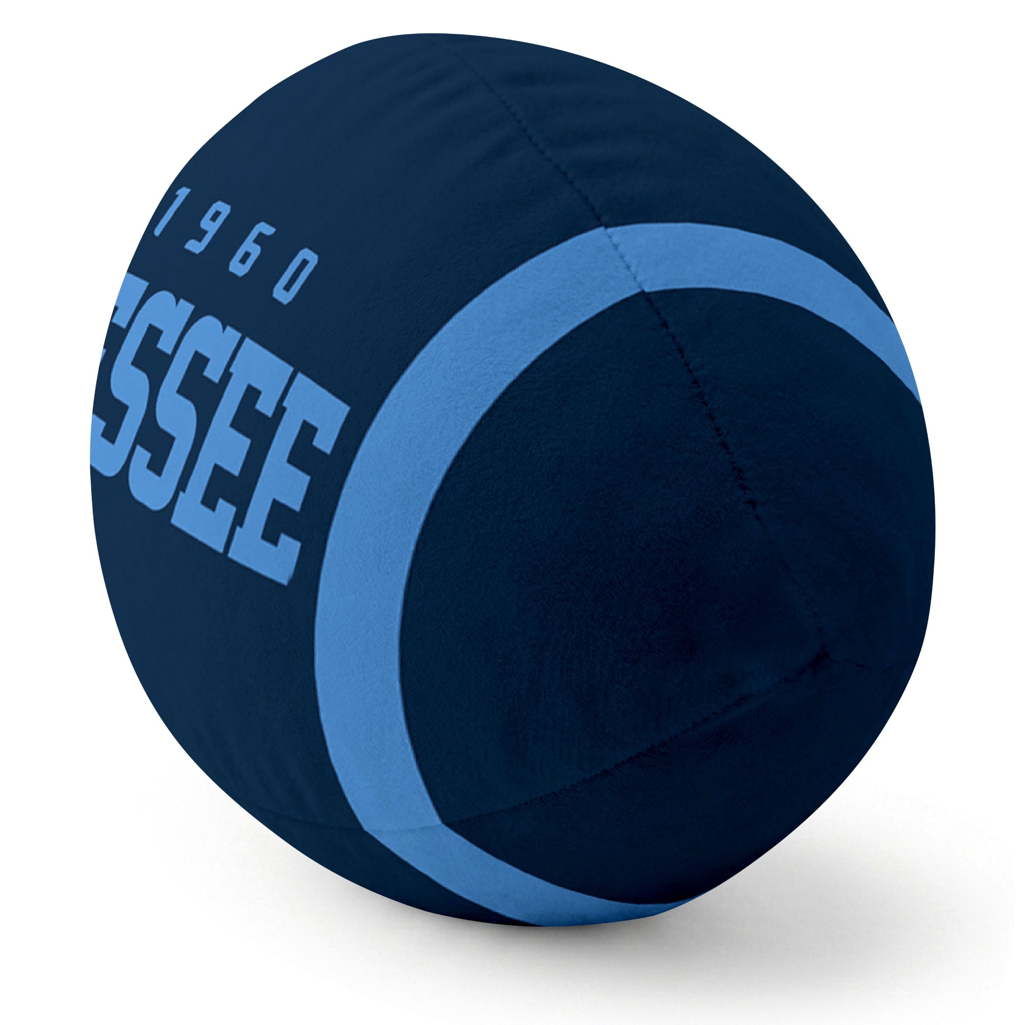 Tennessee Navy football pillow rounded end and seam angle view