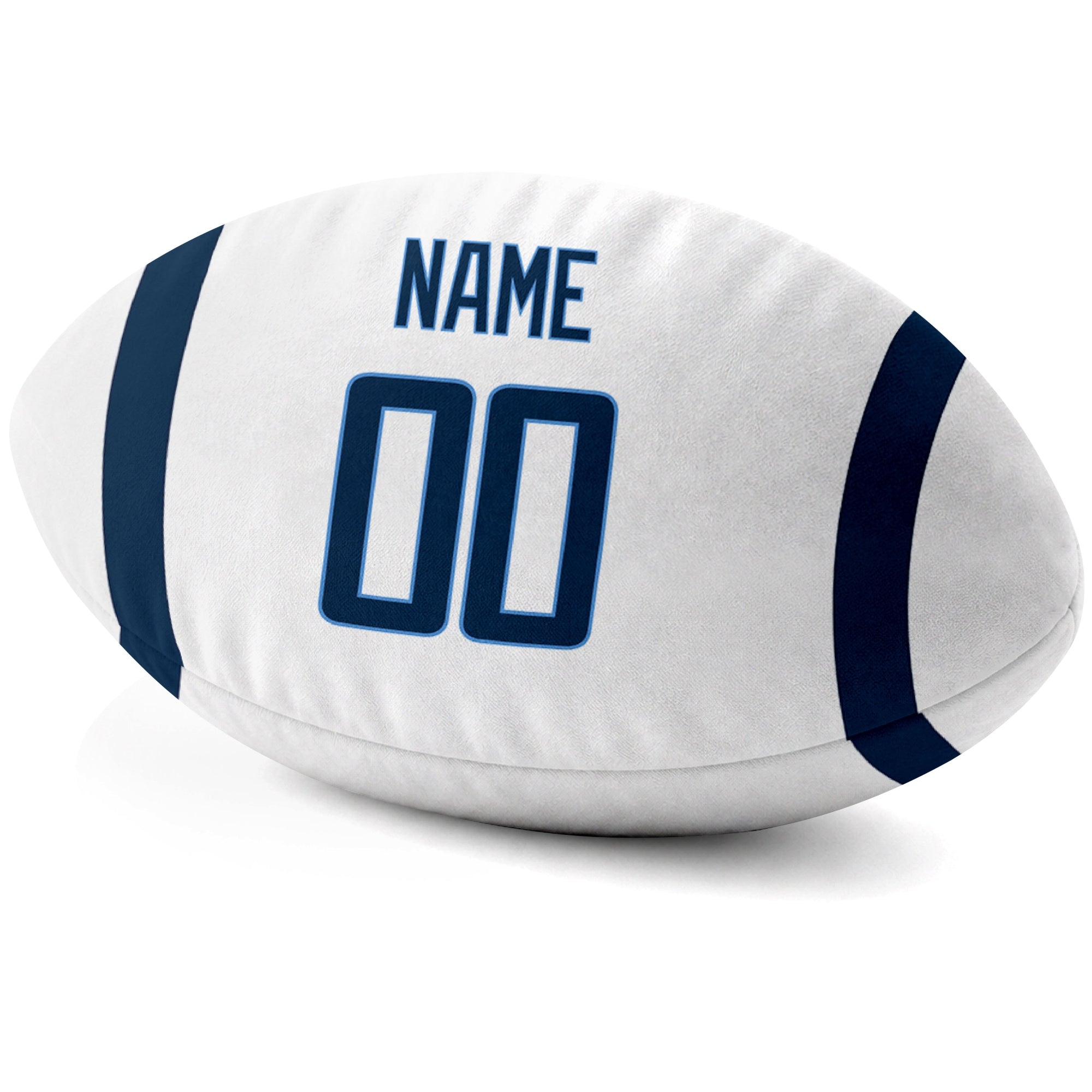 Tennessee White personalized football pillow custom name and jersey number side view