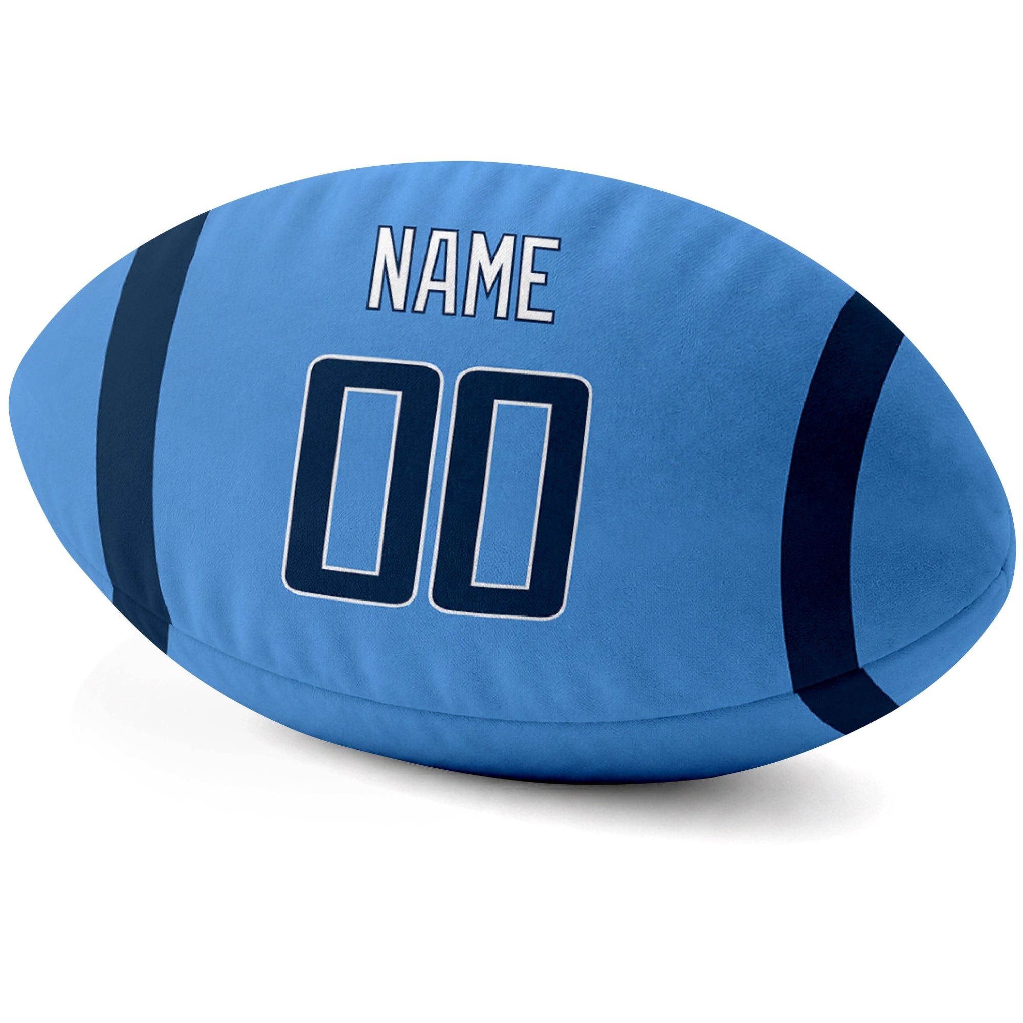 Tennessee Light Blue personalized football pillow custom name and jersey number side view