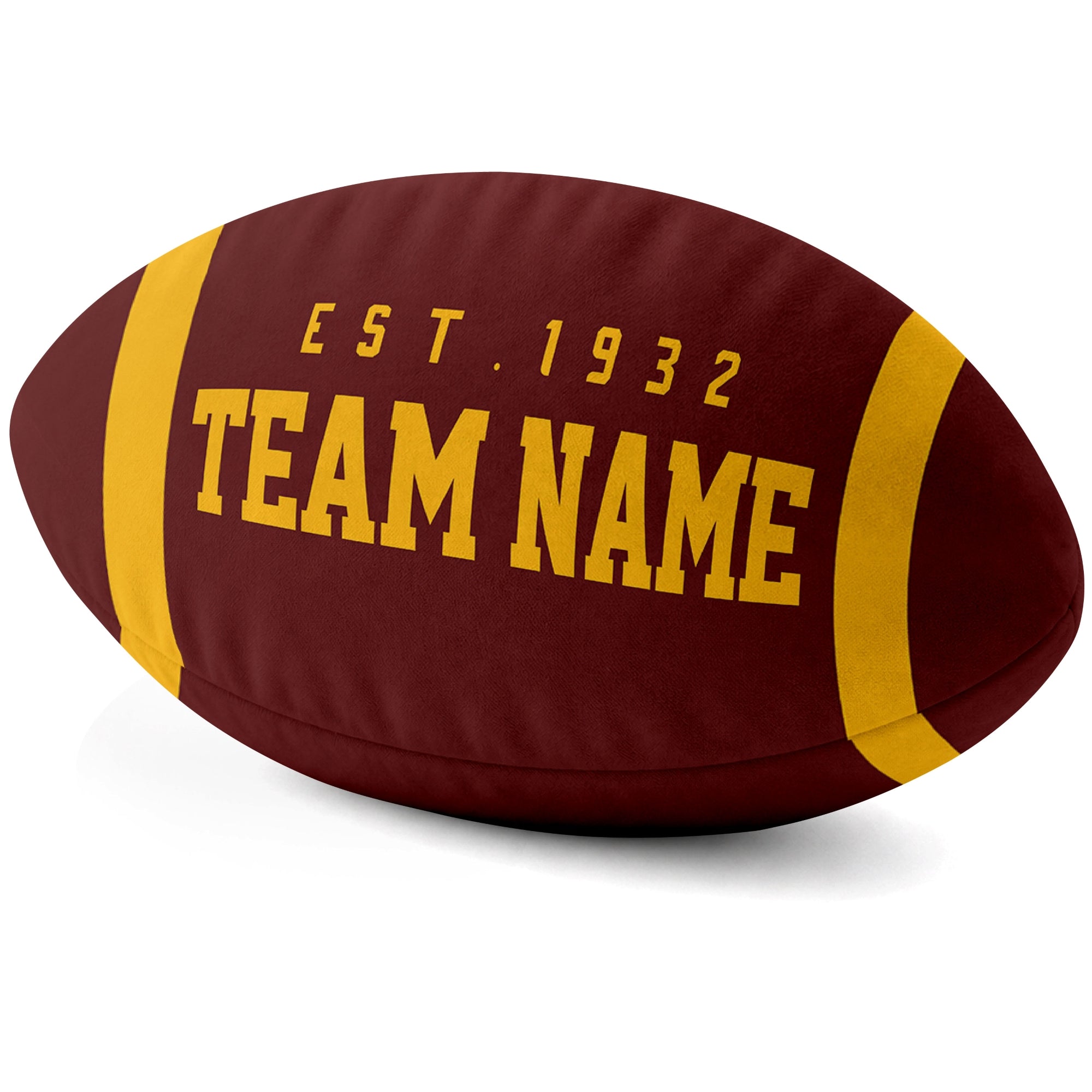 Washington Burgundy football shaped pillow city lettering side view