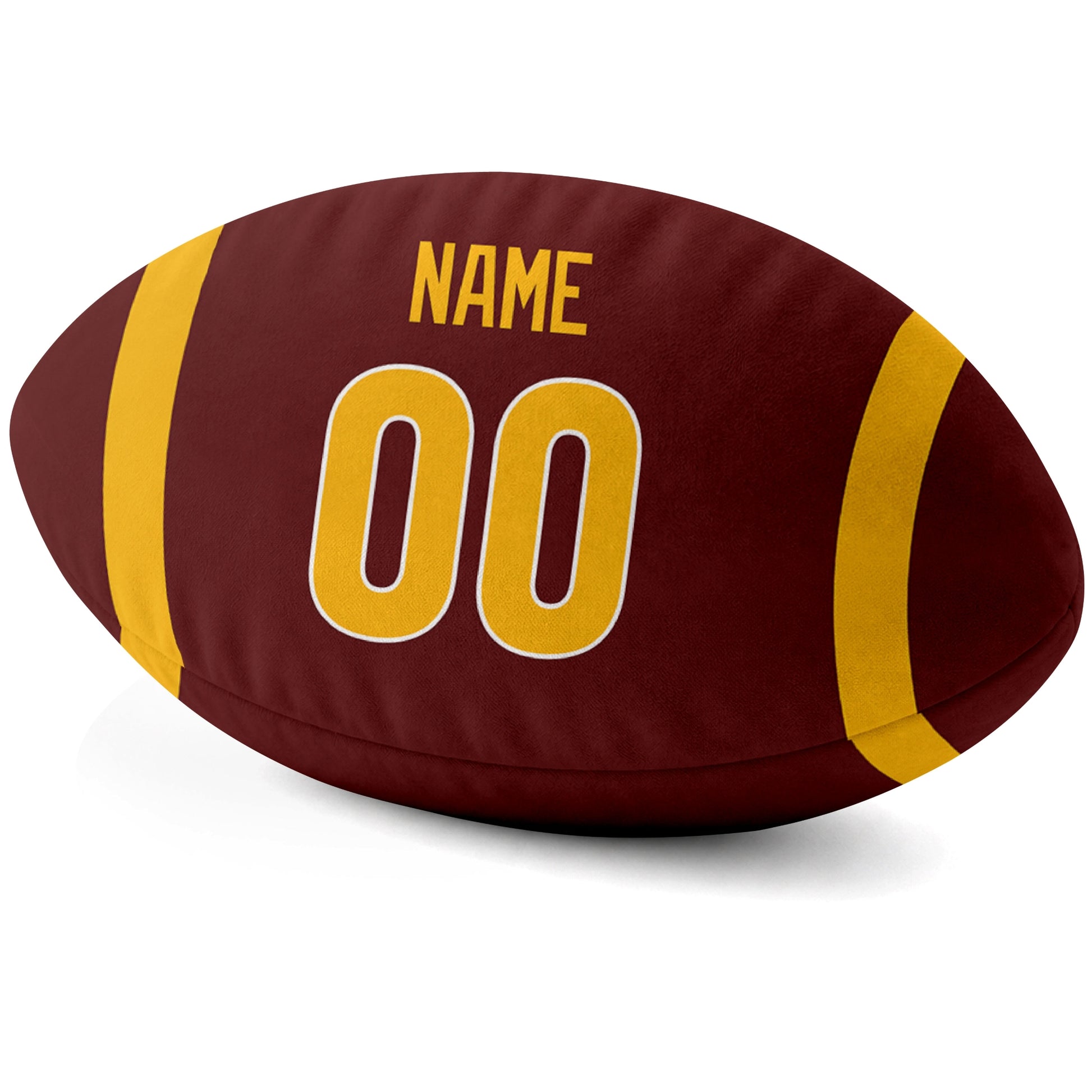 Washington Burgundy personalized football pillow custom name and jersey number side view