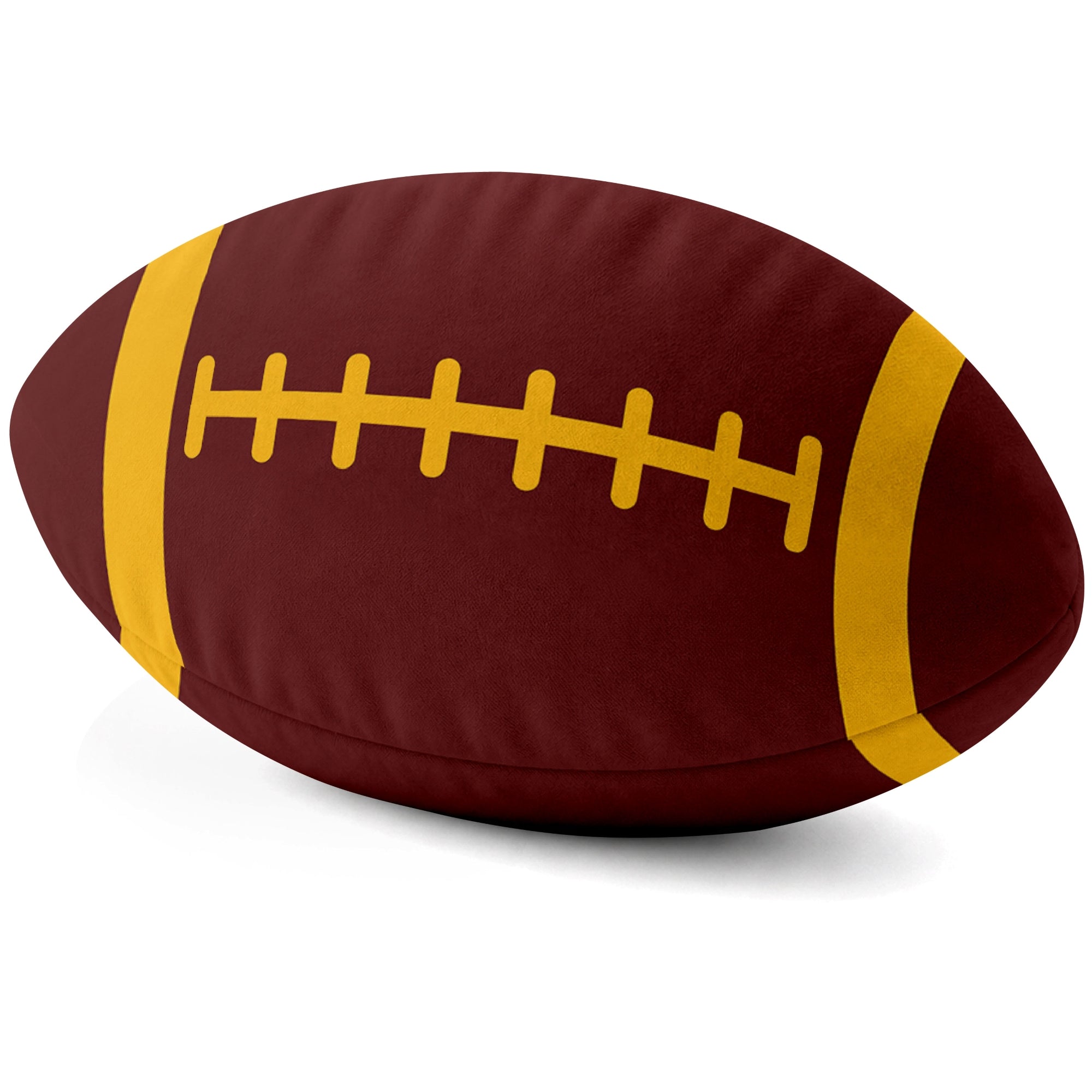 Washington Burgundy football shaped pillow lace detail side view