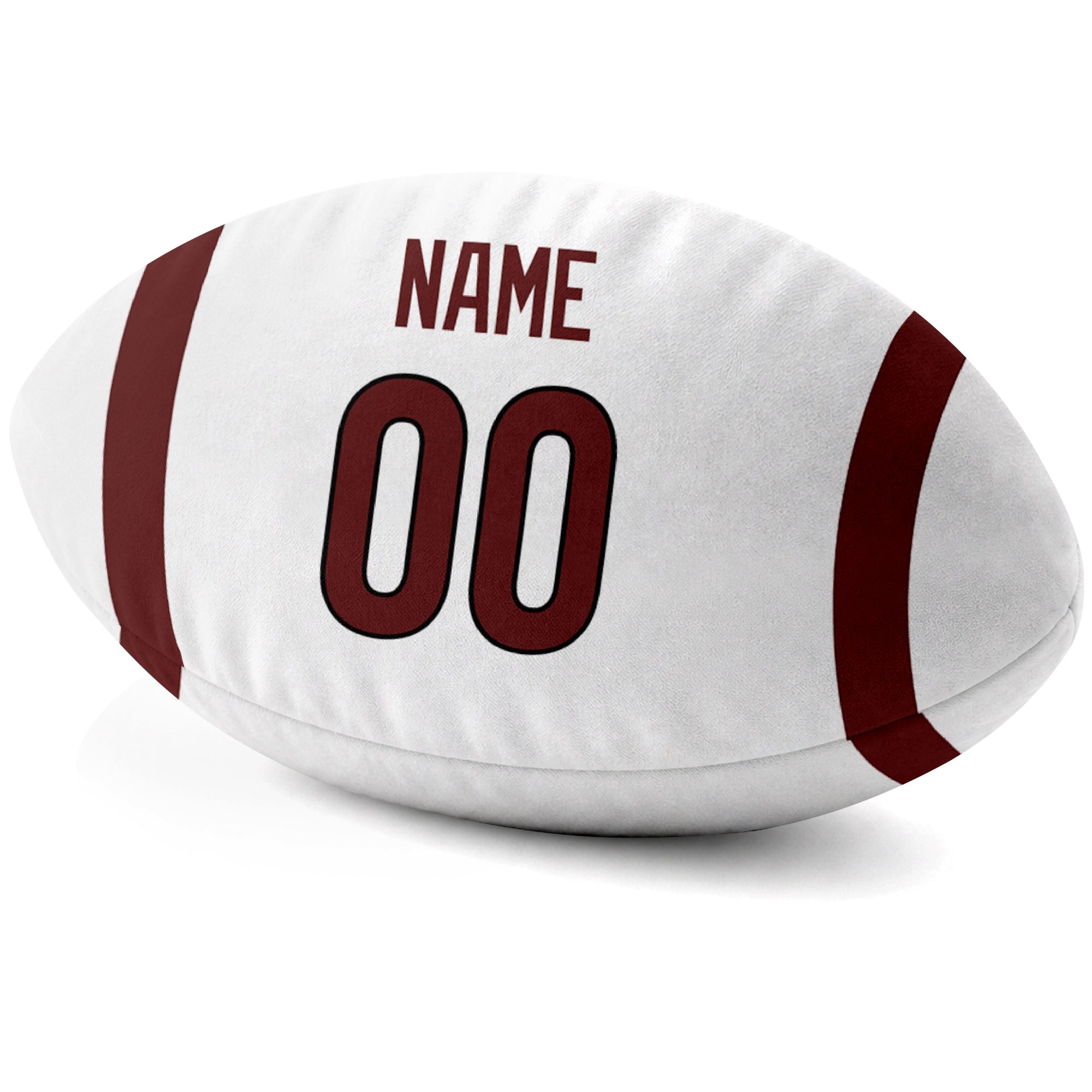 Washington White personalized football pillow custom name and jersey number side view