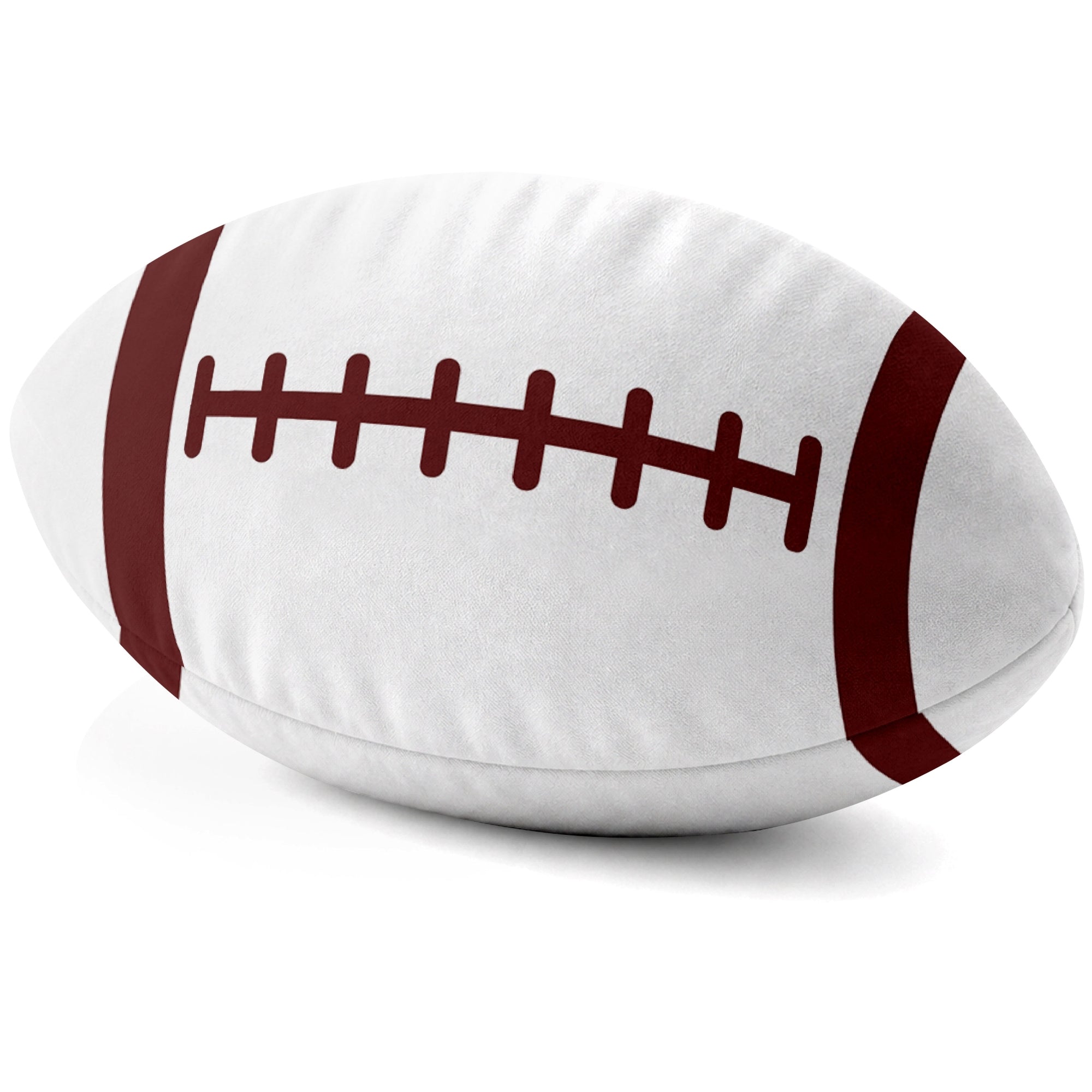 Washington White football shaped pillow lace detail side view