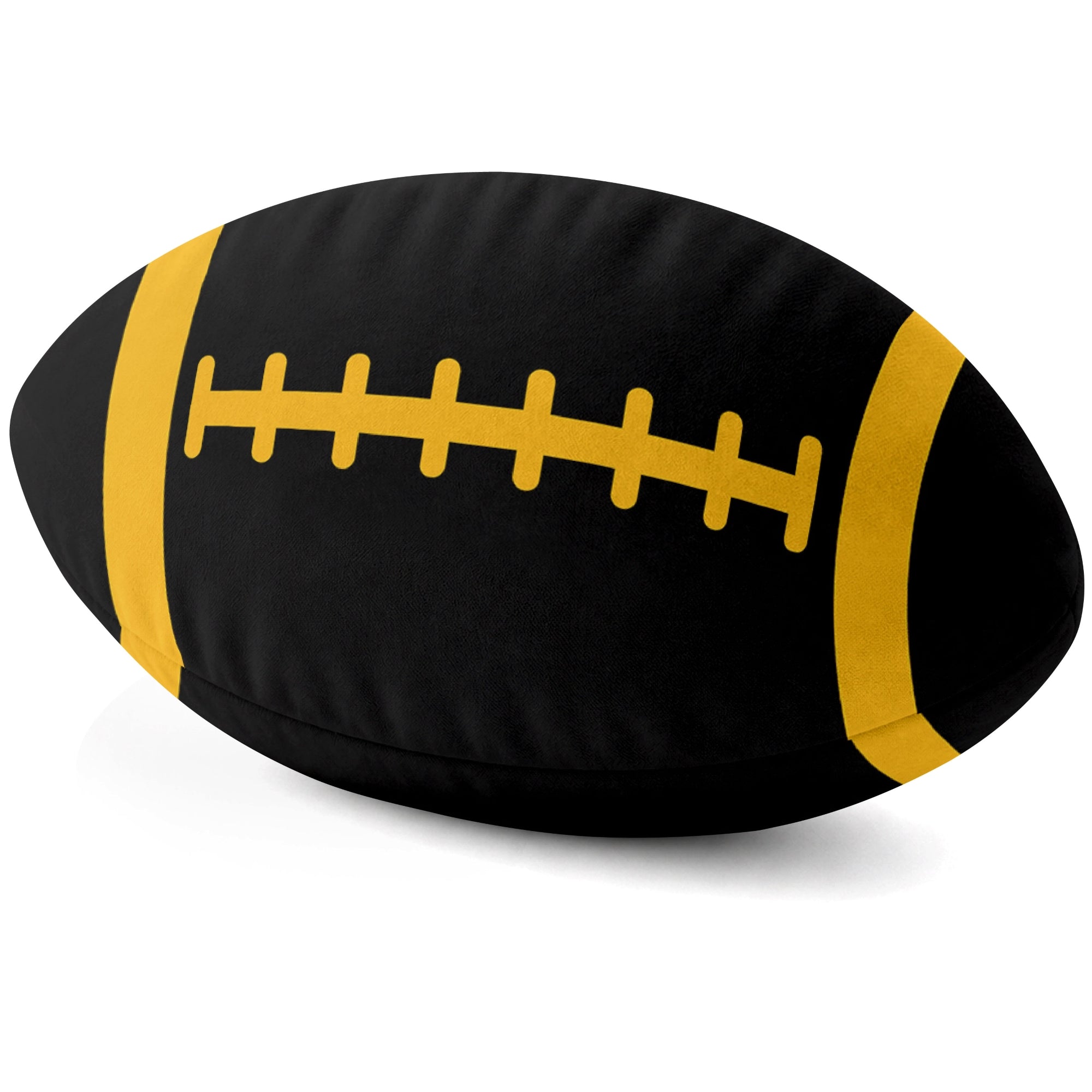 Washington Black football shaped pillow lace detail side view