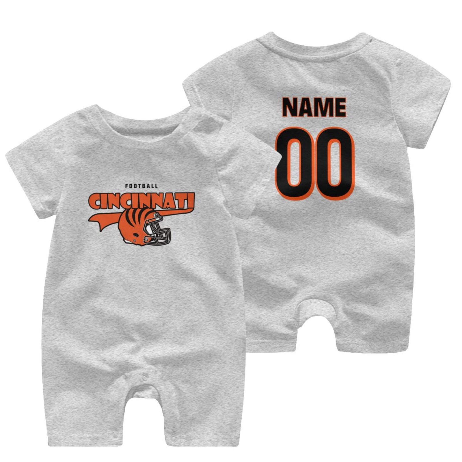 Personalized Cincinnati Baby Football Bodysuit - Custom Name & Number - Antking ANTKING