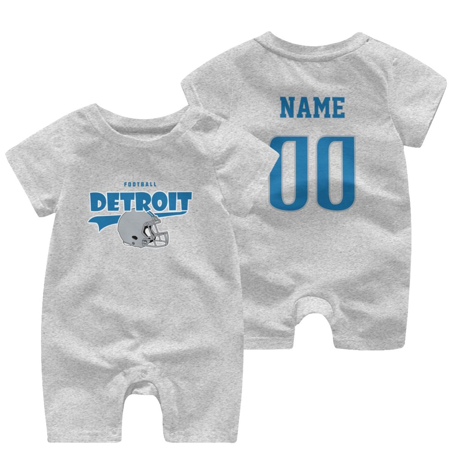Personalized Detroit Baby Football Bodysuit - Custom Name & Number - Antking ANTKING
