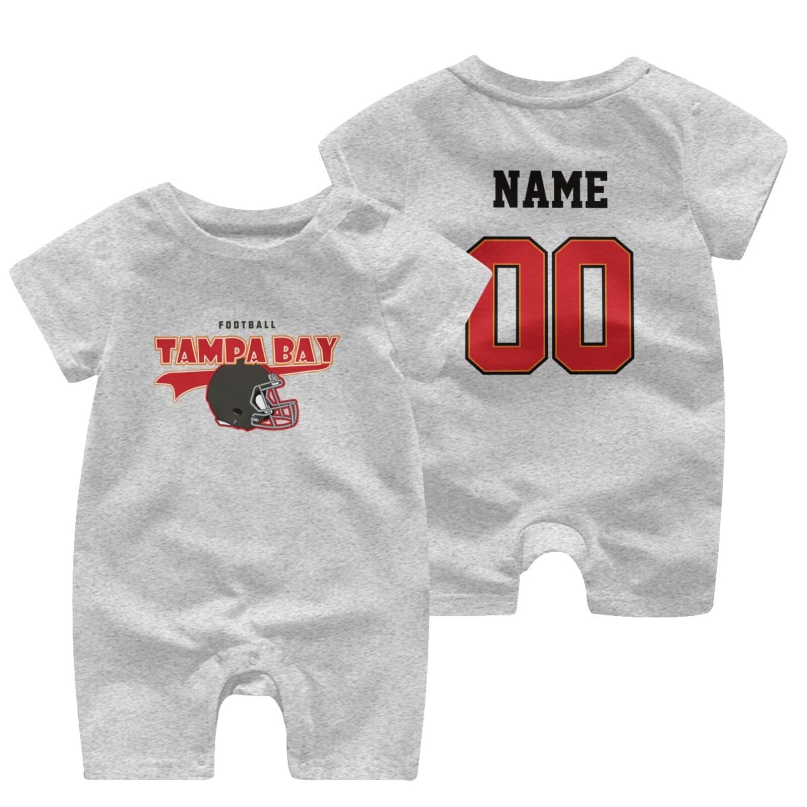 Personalized Tampa Baby Football Bodysuit - Custom Name & Number - Antking ANTKING