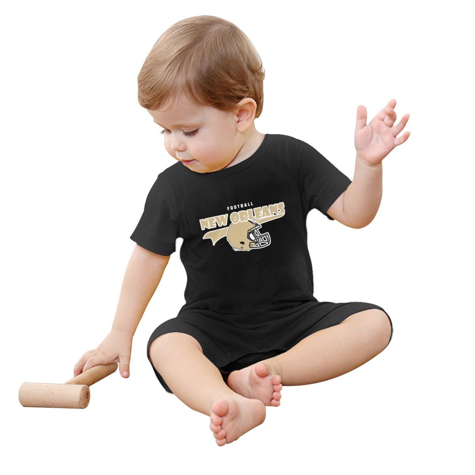 Personalized New Orleans Baby Football Bodysuit - Custom Name & Number - Antking ANTKING