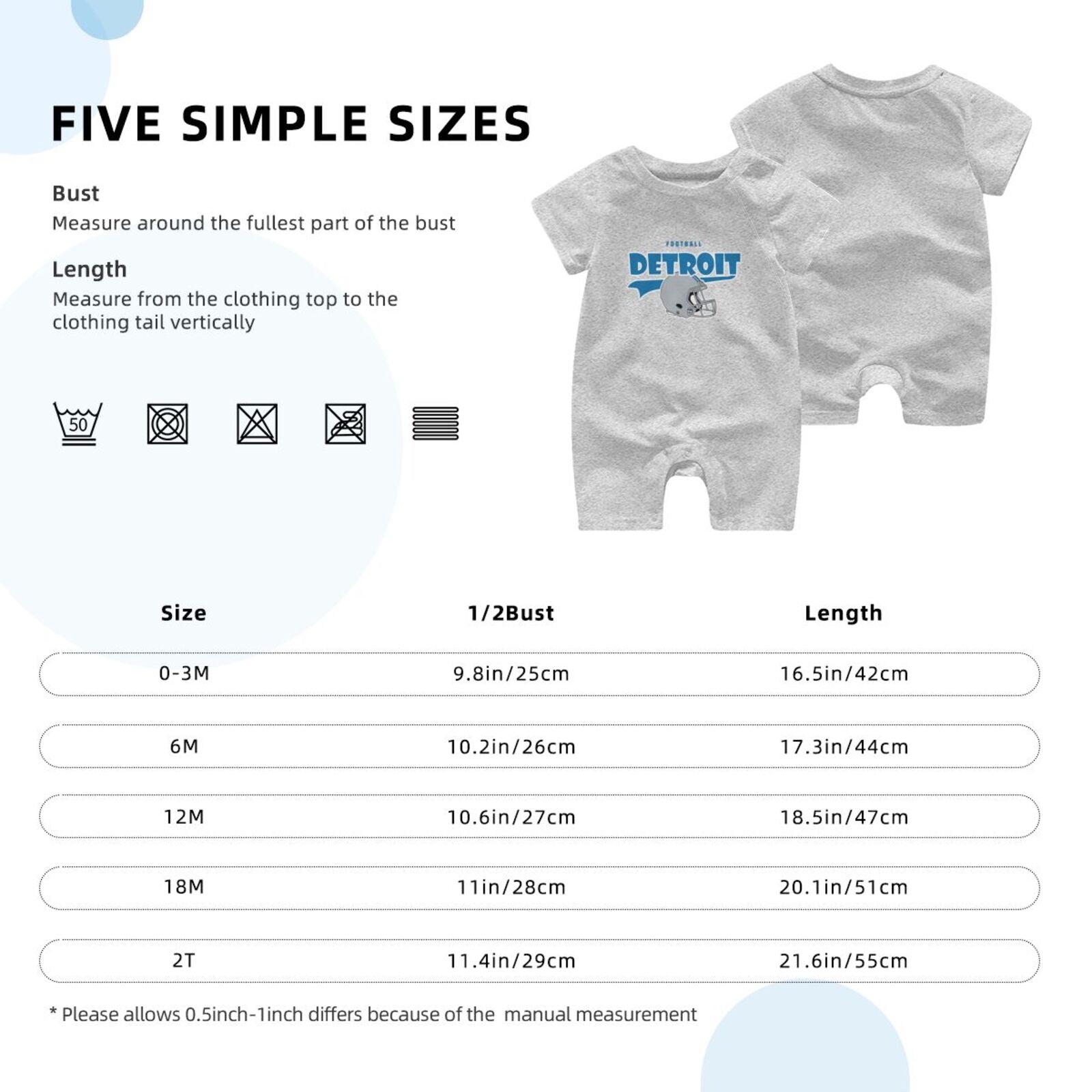 Personalized Detroit Baby Football Bodysuit - Custom Name & Number - Antking ANTKING
