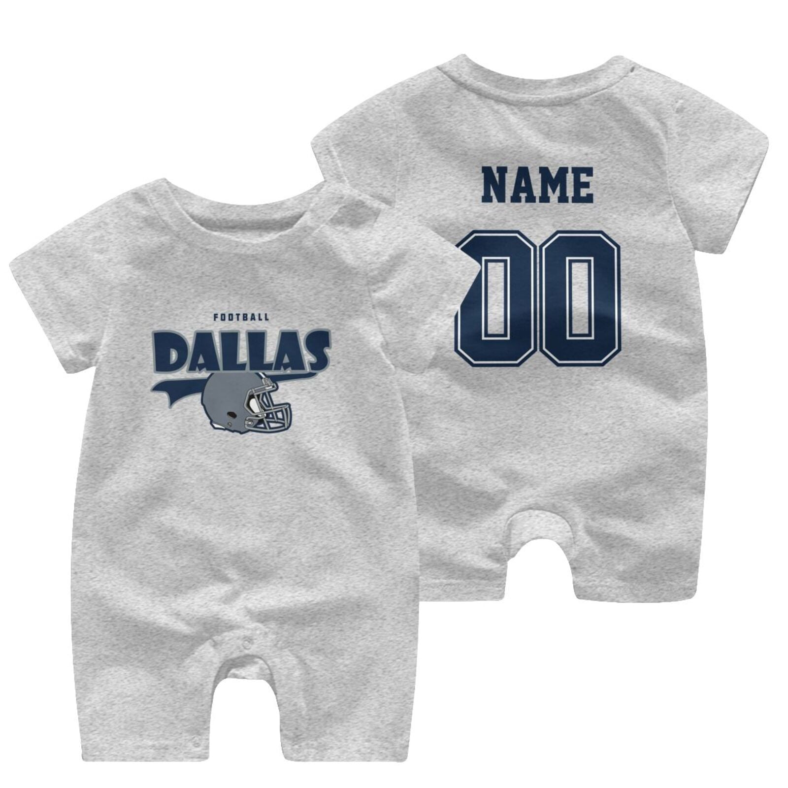 Personalized Dallas Baby Football Bodysuit - Custom Name & Number - Antking ANTKING