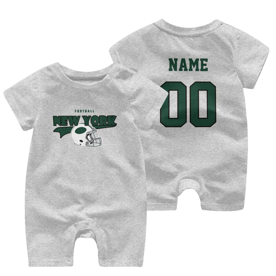 Personalized New York J Baby Football Bodysuit - Custom Name & Number - Antking ANTKING