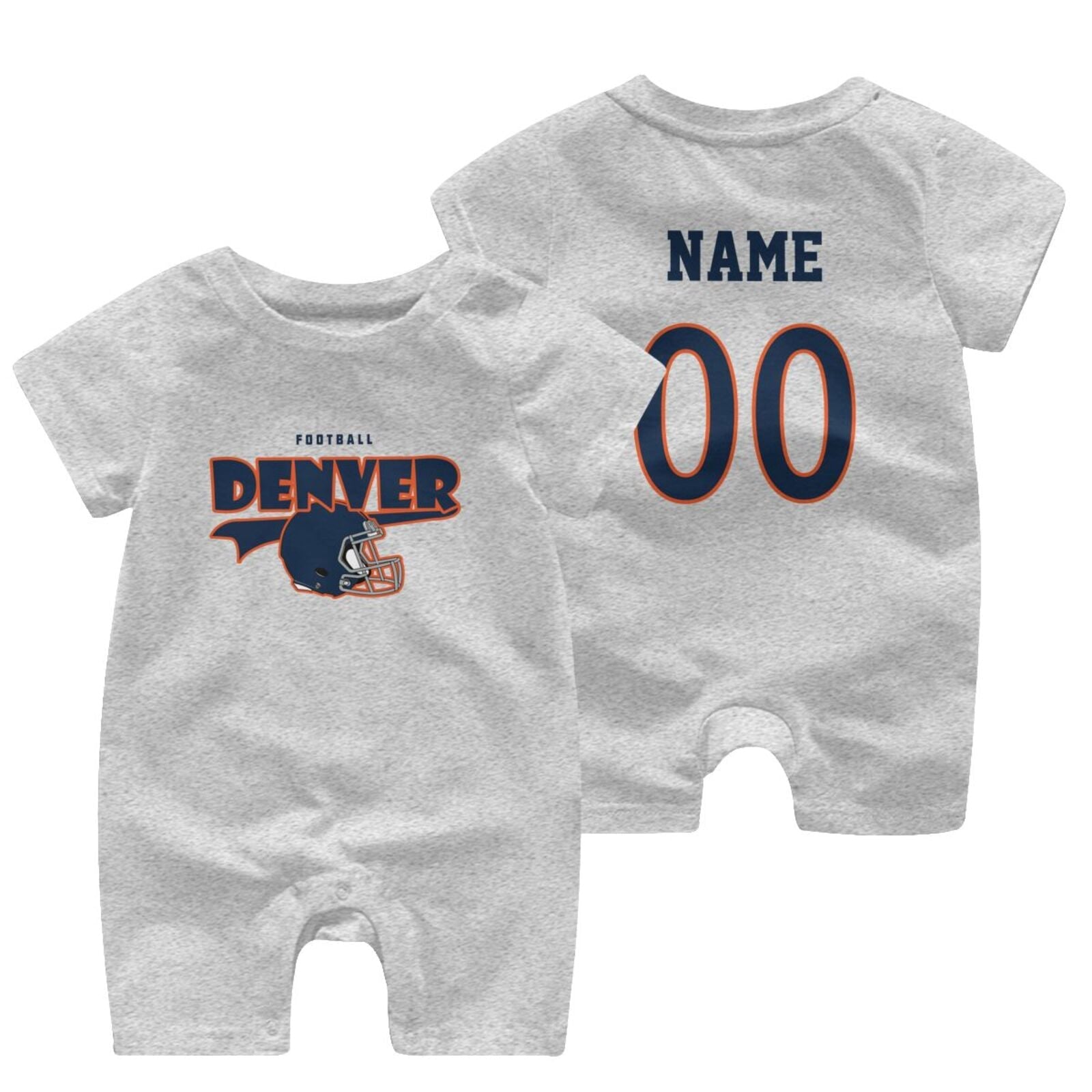 Personalized Denver Baby Football Bodysuit - Custom Name & Number - Antking ANTKING