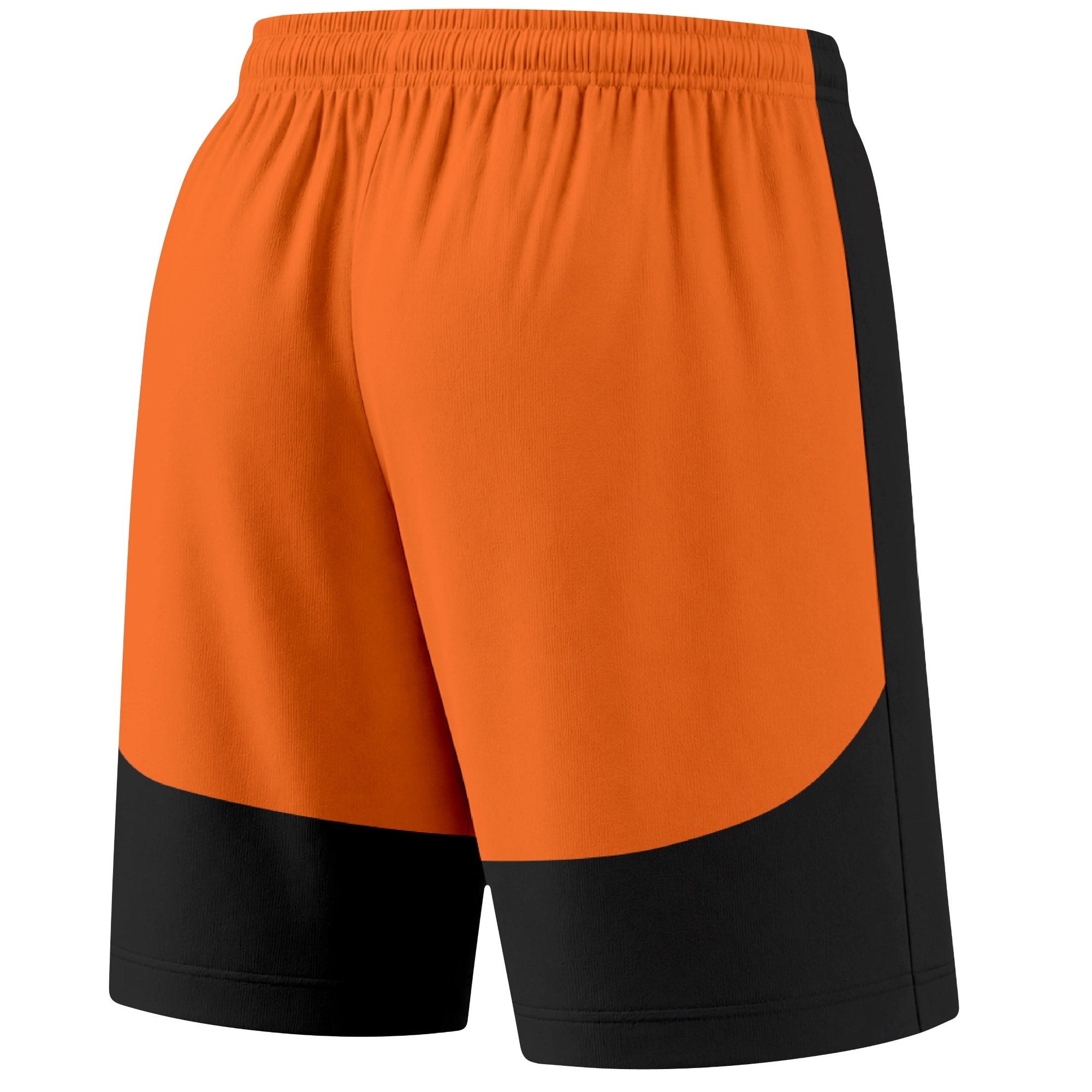 Black color block hockey athletic shorts back and angled view highlighting breathable fabric and athletic fit design
