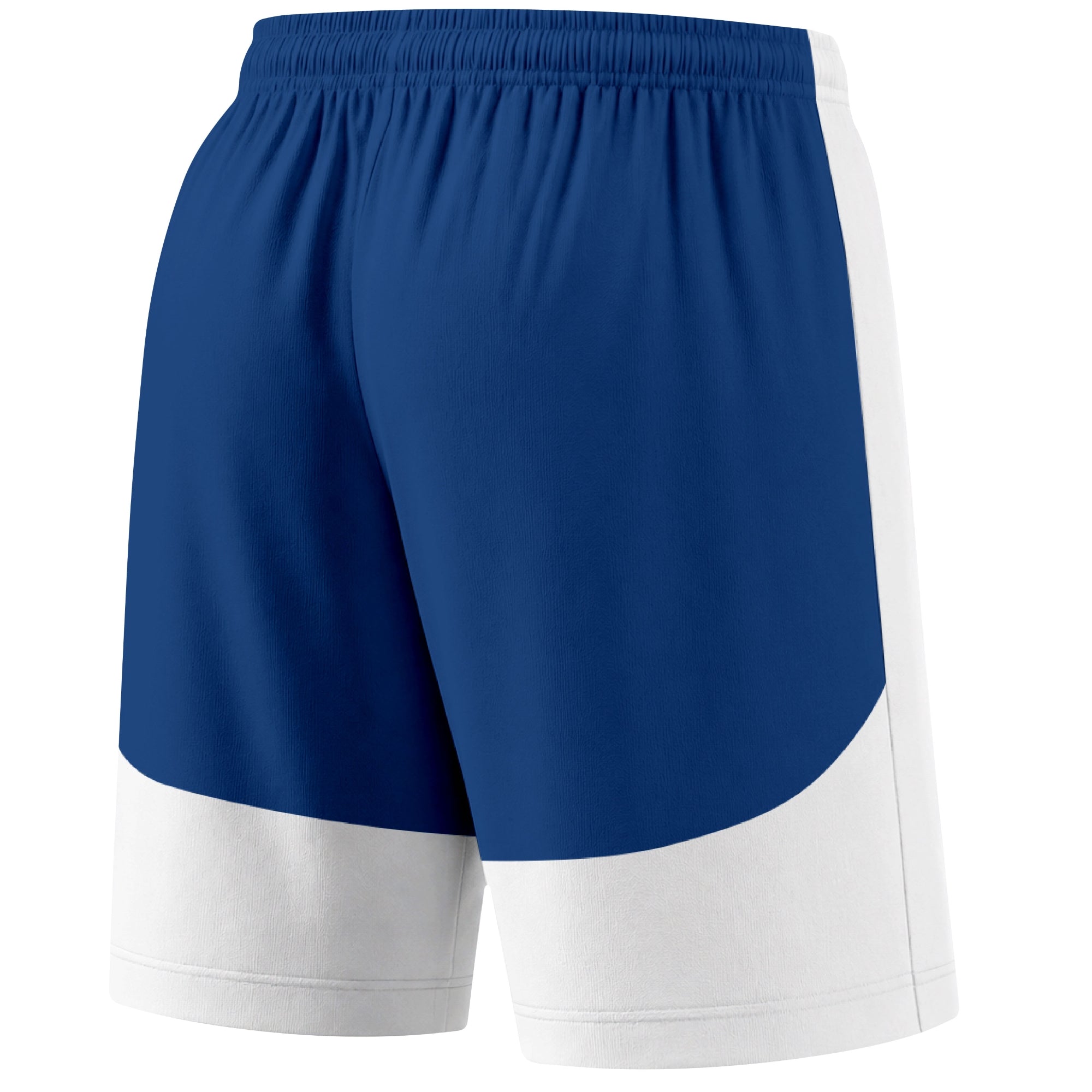 White color block hockey athletic shorts back and angled view highlighting breathable fabric and athletic fit design