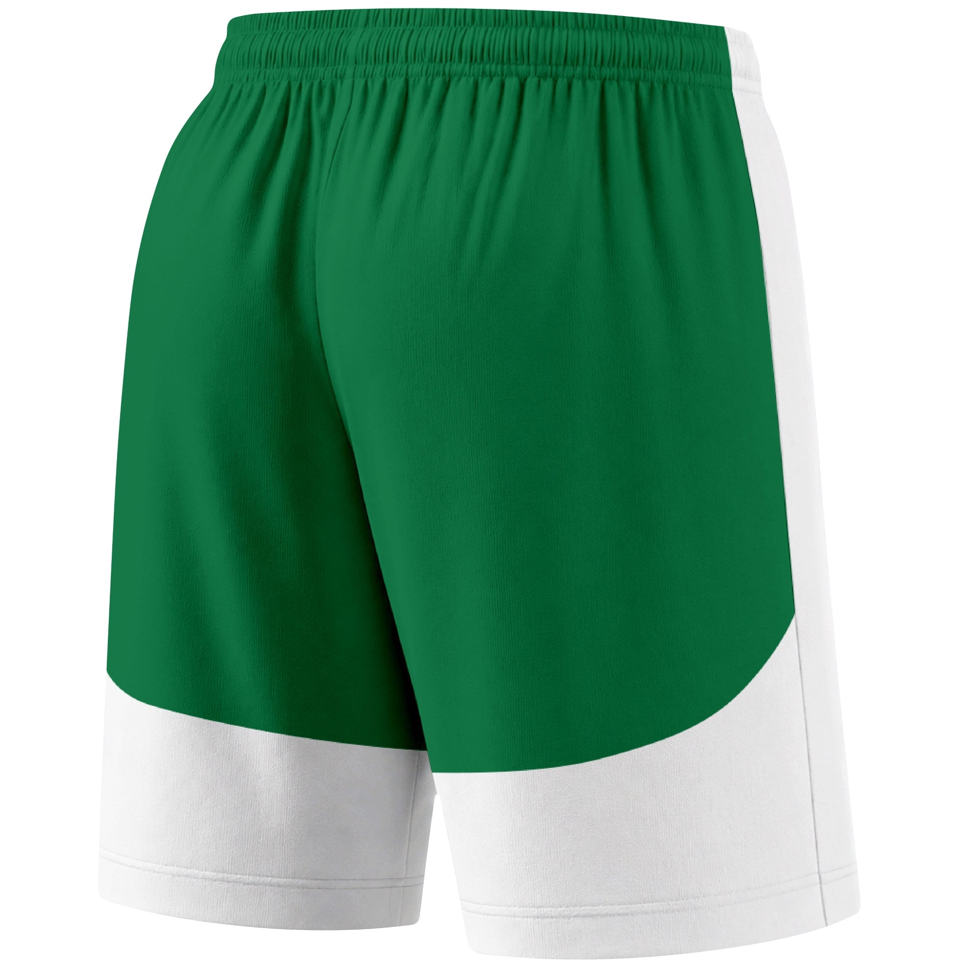 White color block hockey athletic shorts back and angled view highlighting breathable fabric and athletic fit design