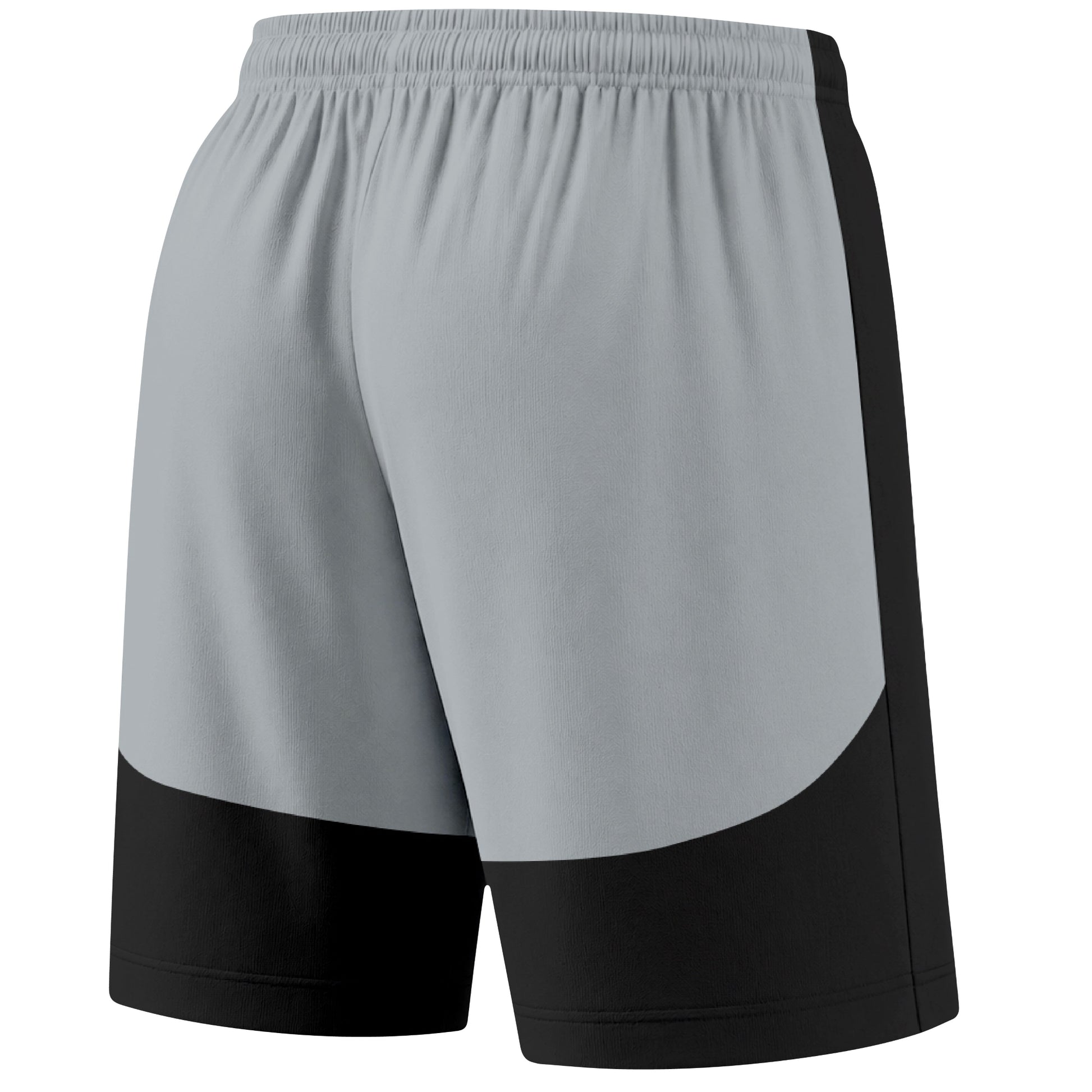 Black color block hockey athletic shorts back and angled view highlighting breathable fabric and athletic fit design