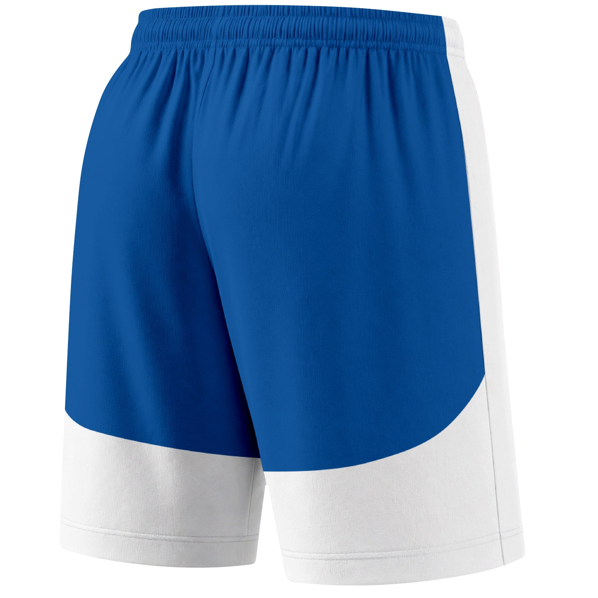 White color block hockey athletic shorts back and angled view highlighting breathable fabric and athletic fit design