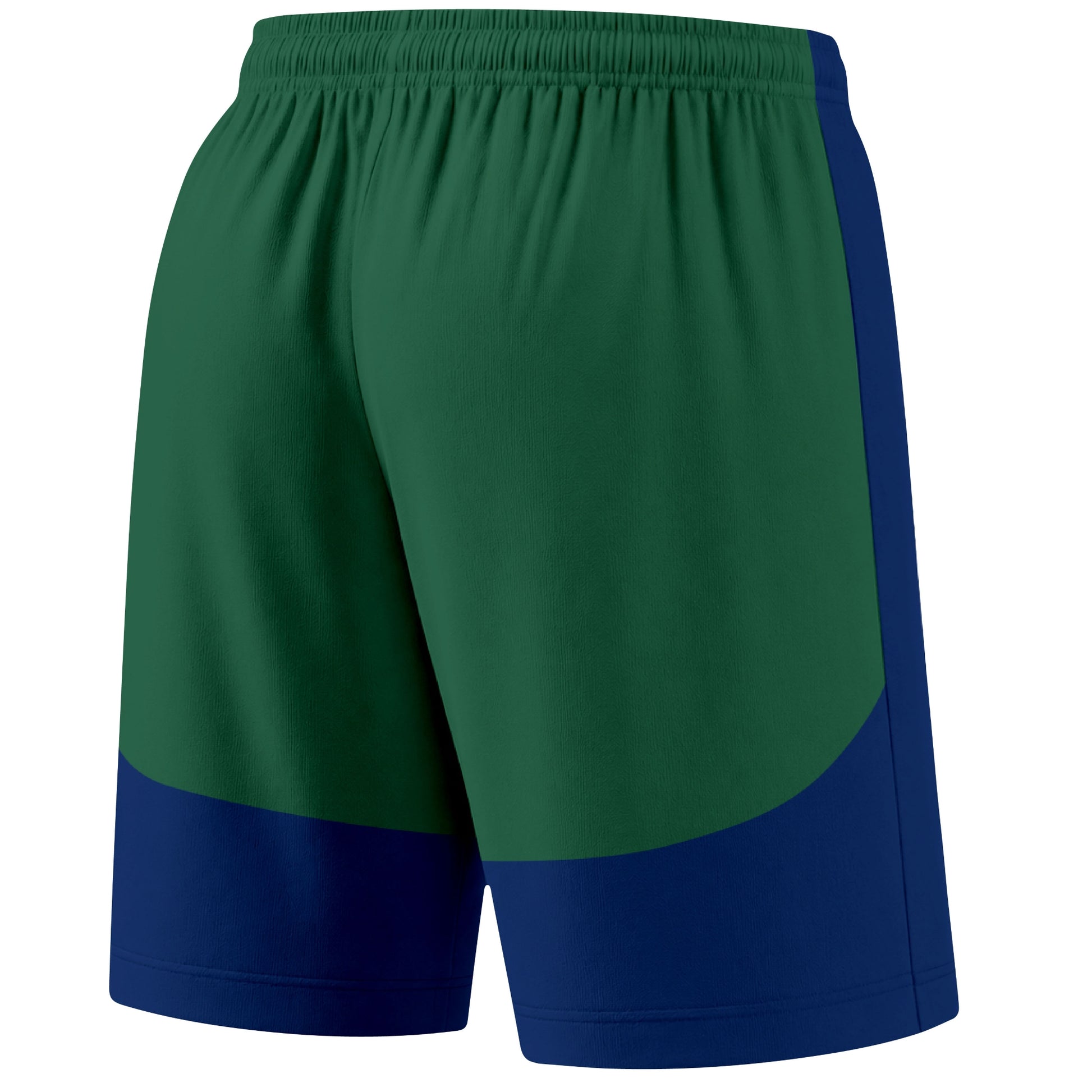 Blue color block hockey athletic shorts back and angled view highlighting breathable fabric and athletic fit design