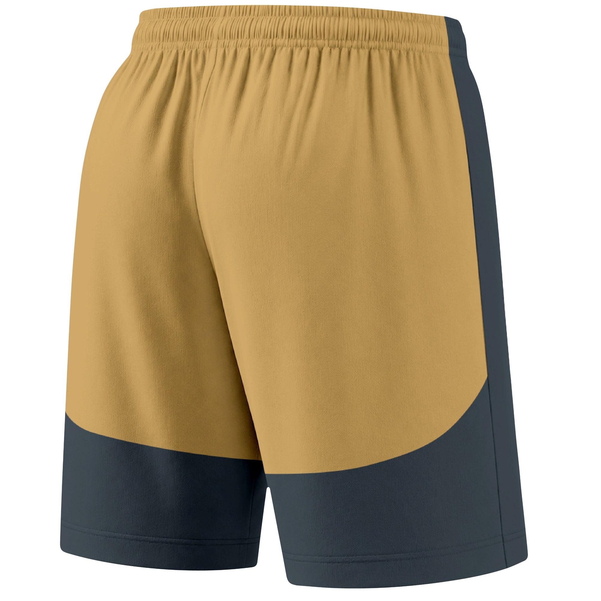 Gray color block hockey athletic shorts back and angled view highlighting breathable fabric and athletic fit design