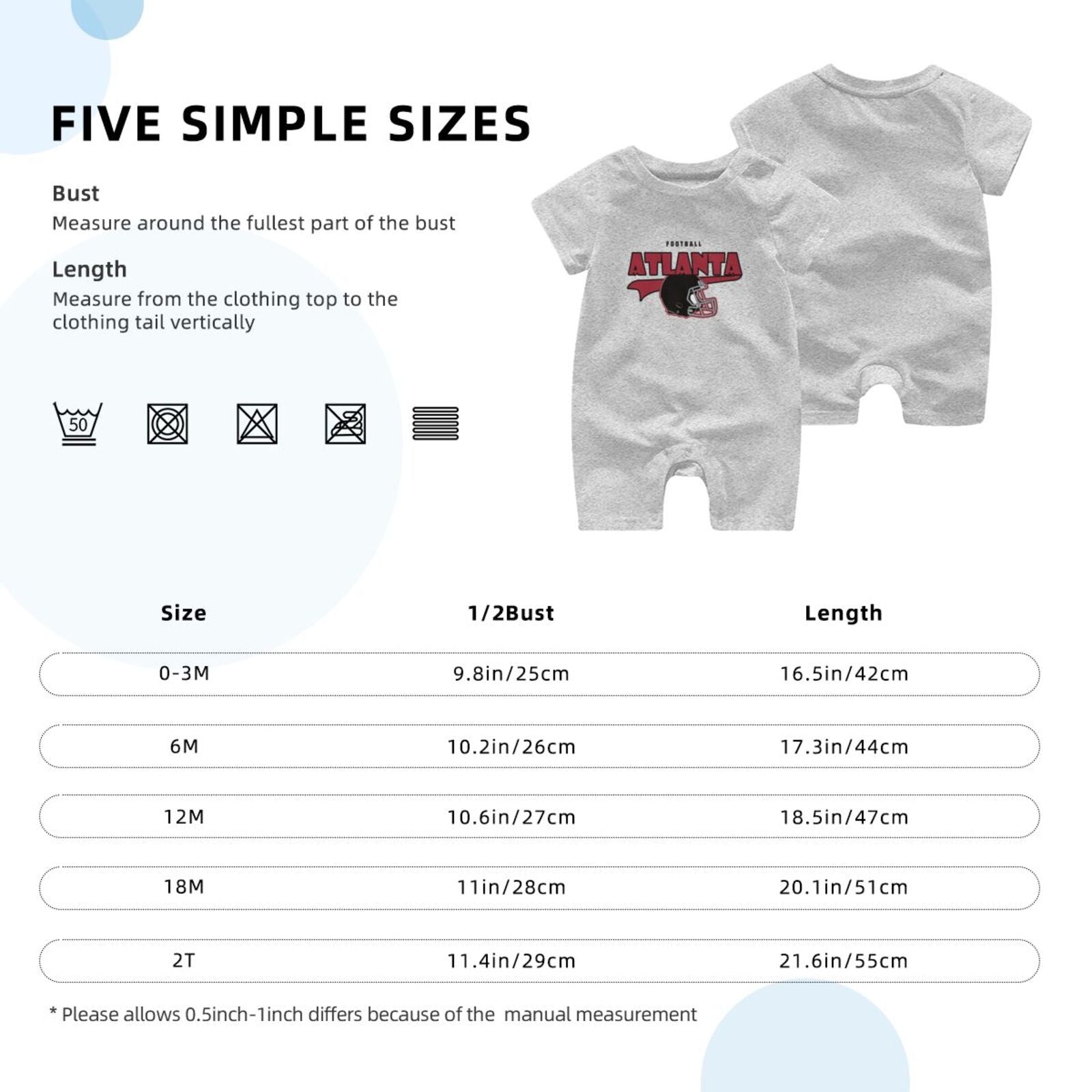 Personalized Atlanta Baby Football Bodysuit - Custom Name & Number - Antking ANTKING