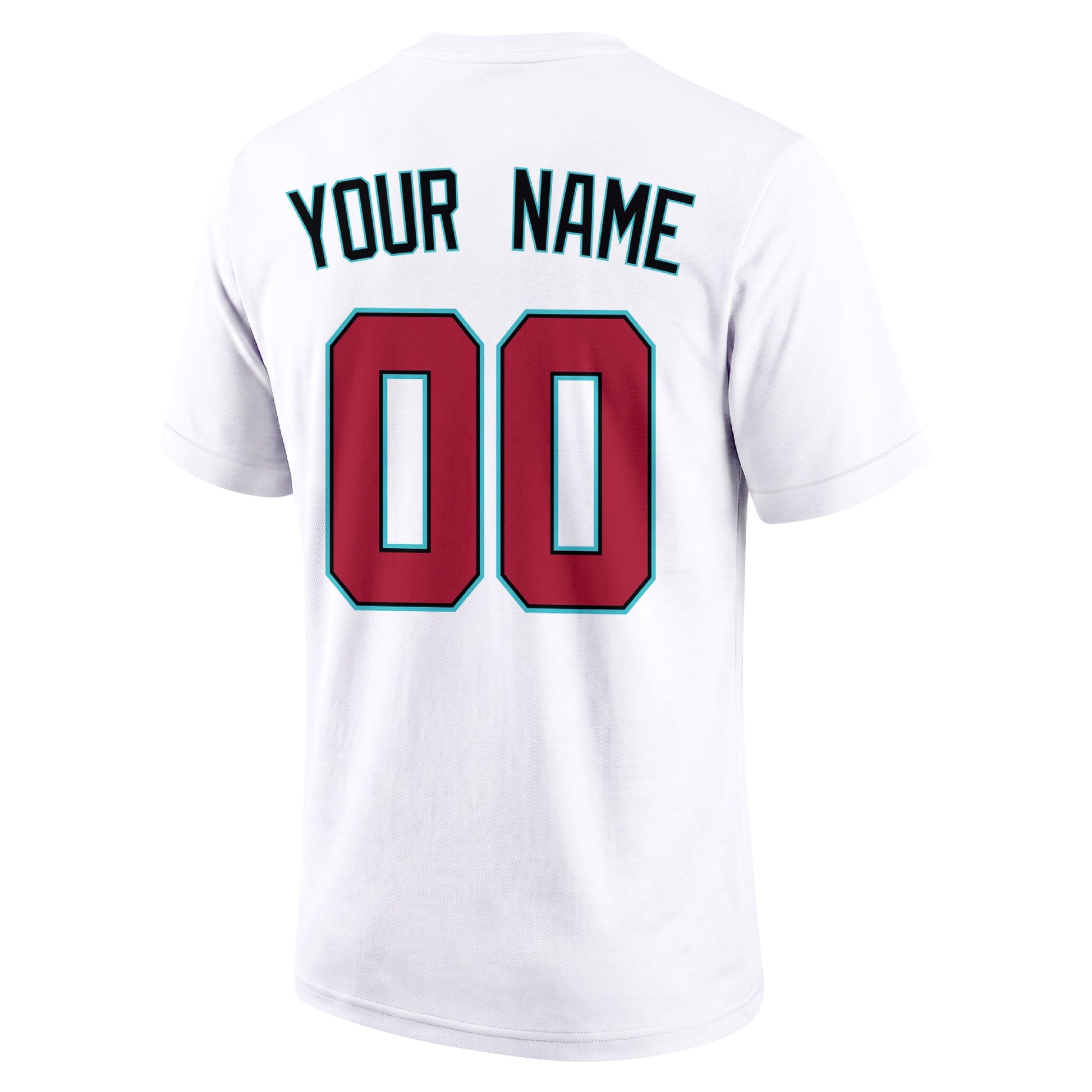 Arizona White adult baseball T shirt back view with customizable name and large jersey number