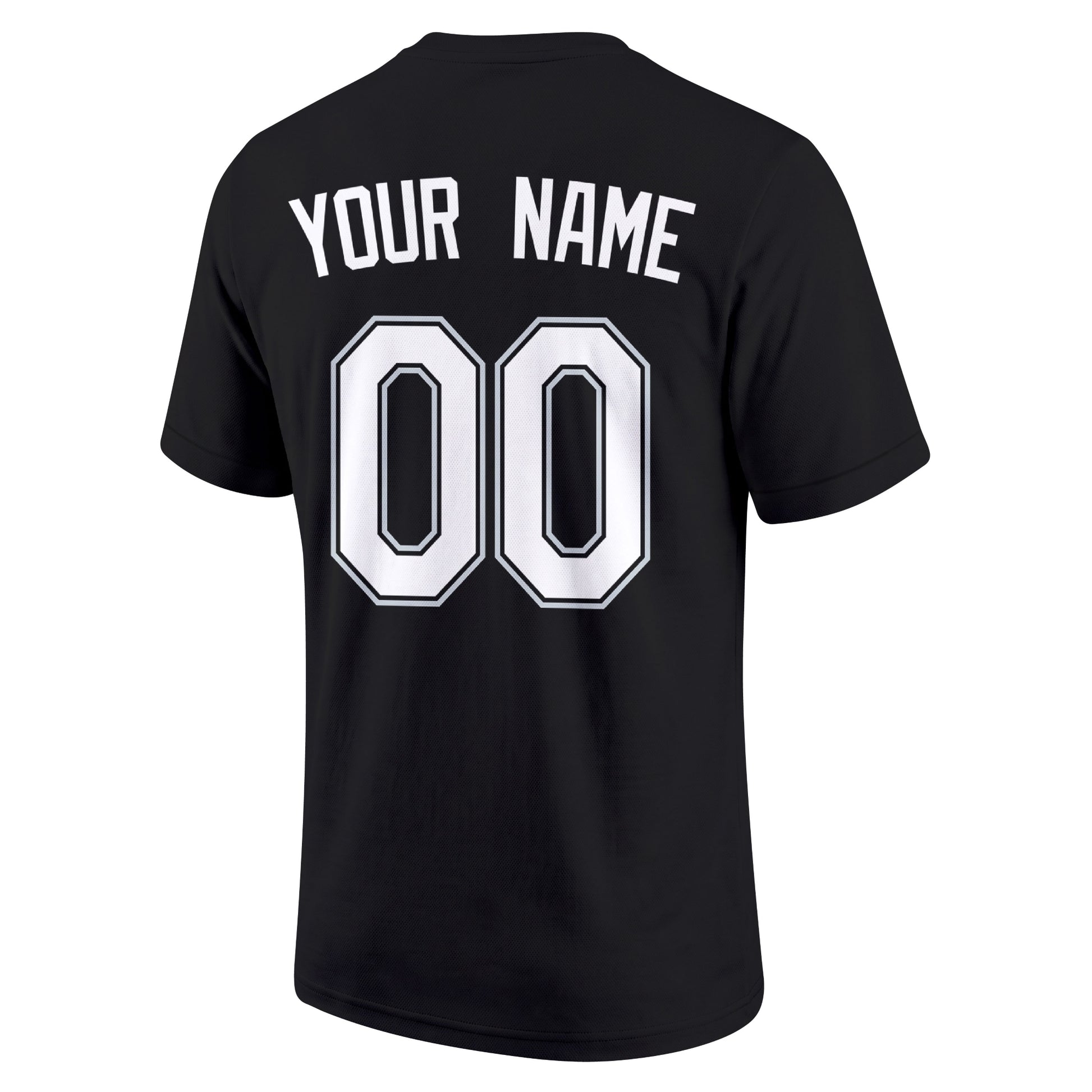 Chicago Black adult baseball T shirt back view with customizable name and large jersey number