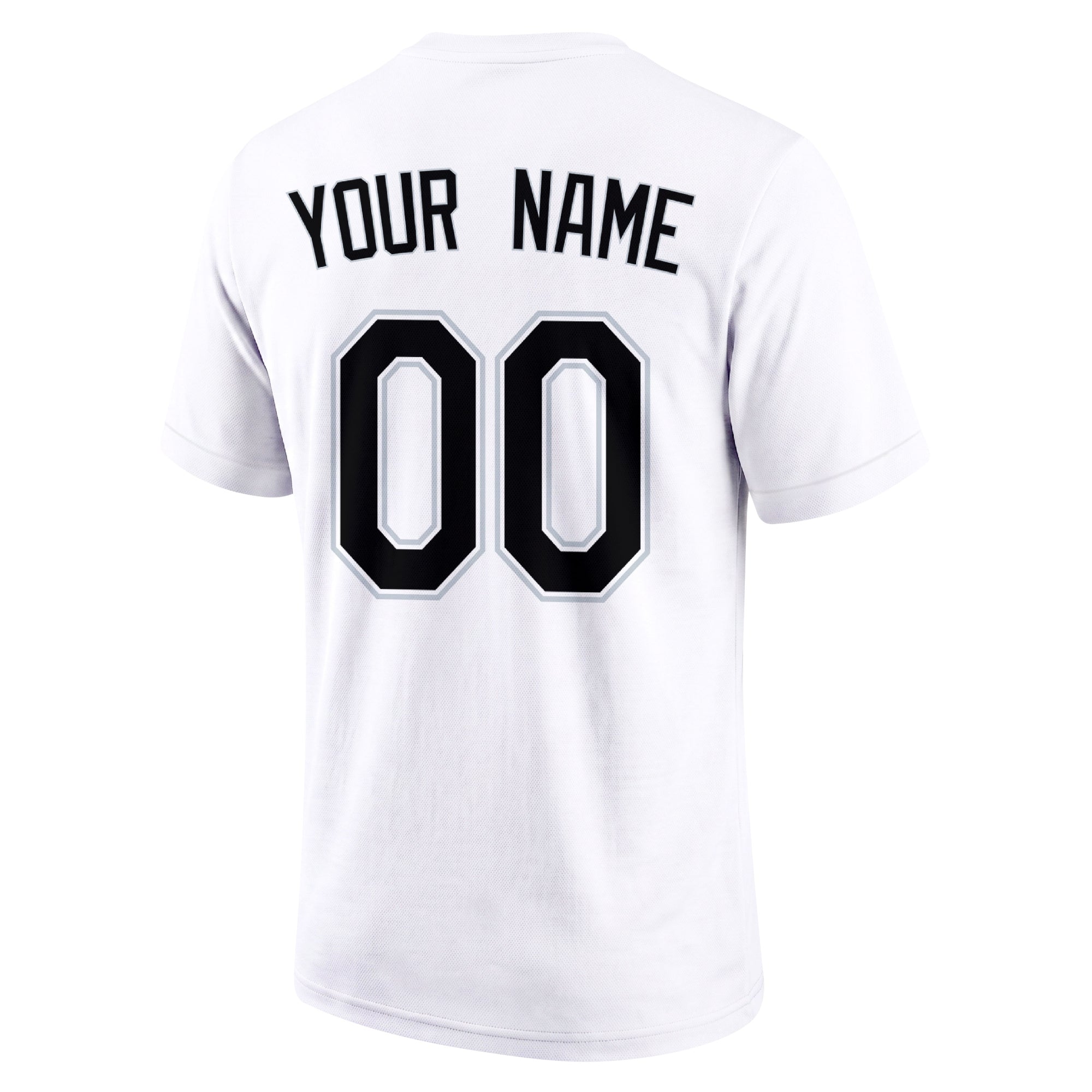 Chicago White adult baseball T shirt back view with customizable name and large jersey number
