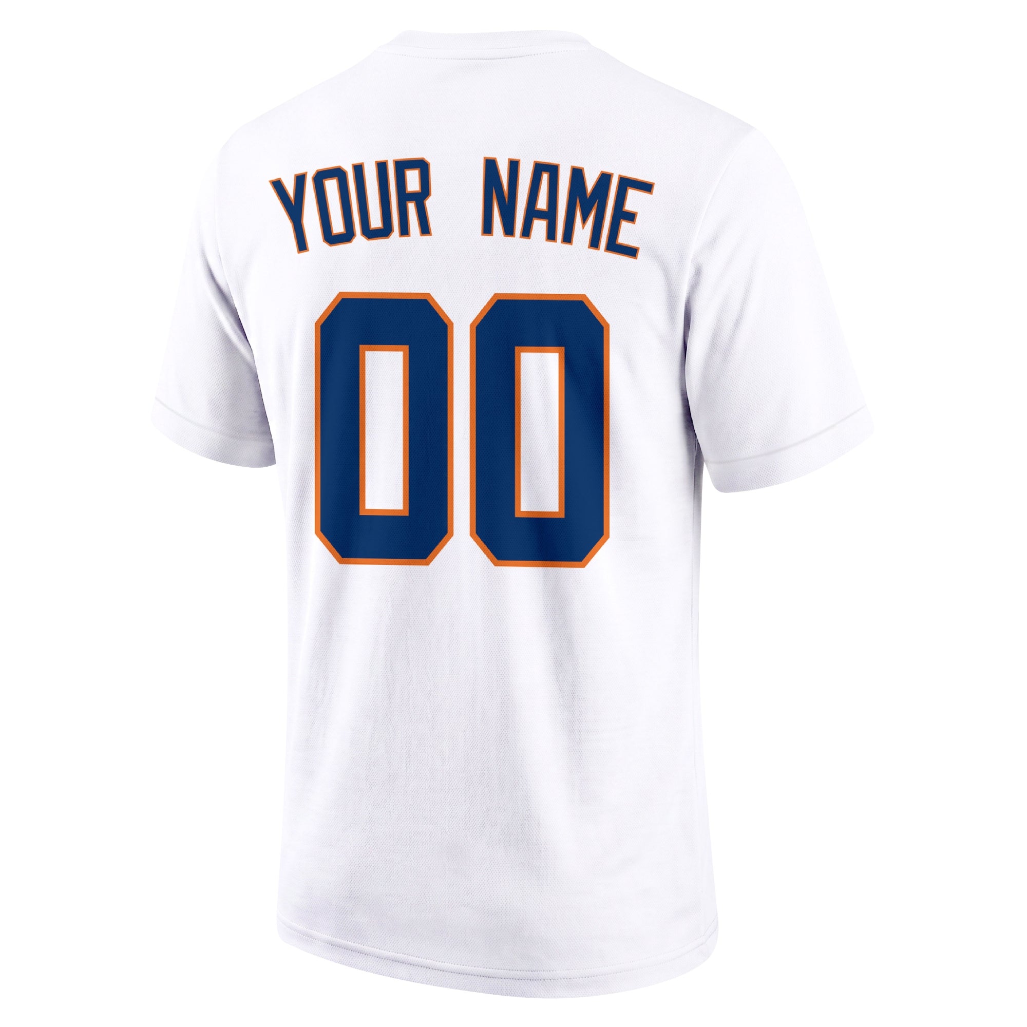 Houston White adult baseball T shirt back view with customizable name and large jersey number