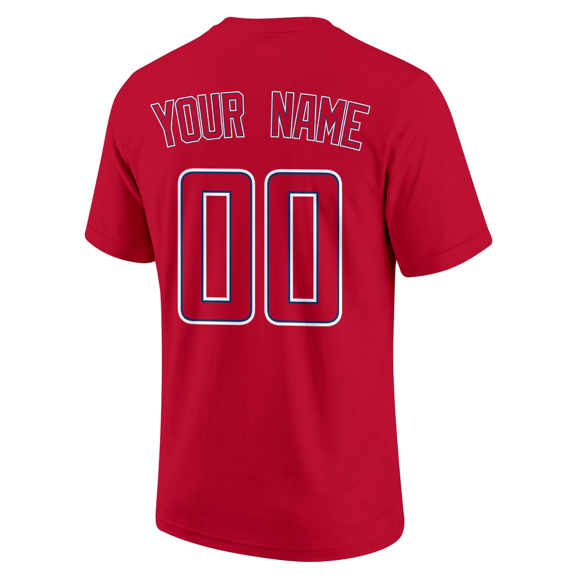 Los Angeles Red adult baseball T shirt back view with customizable name and large jersey number