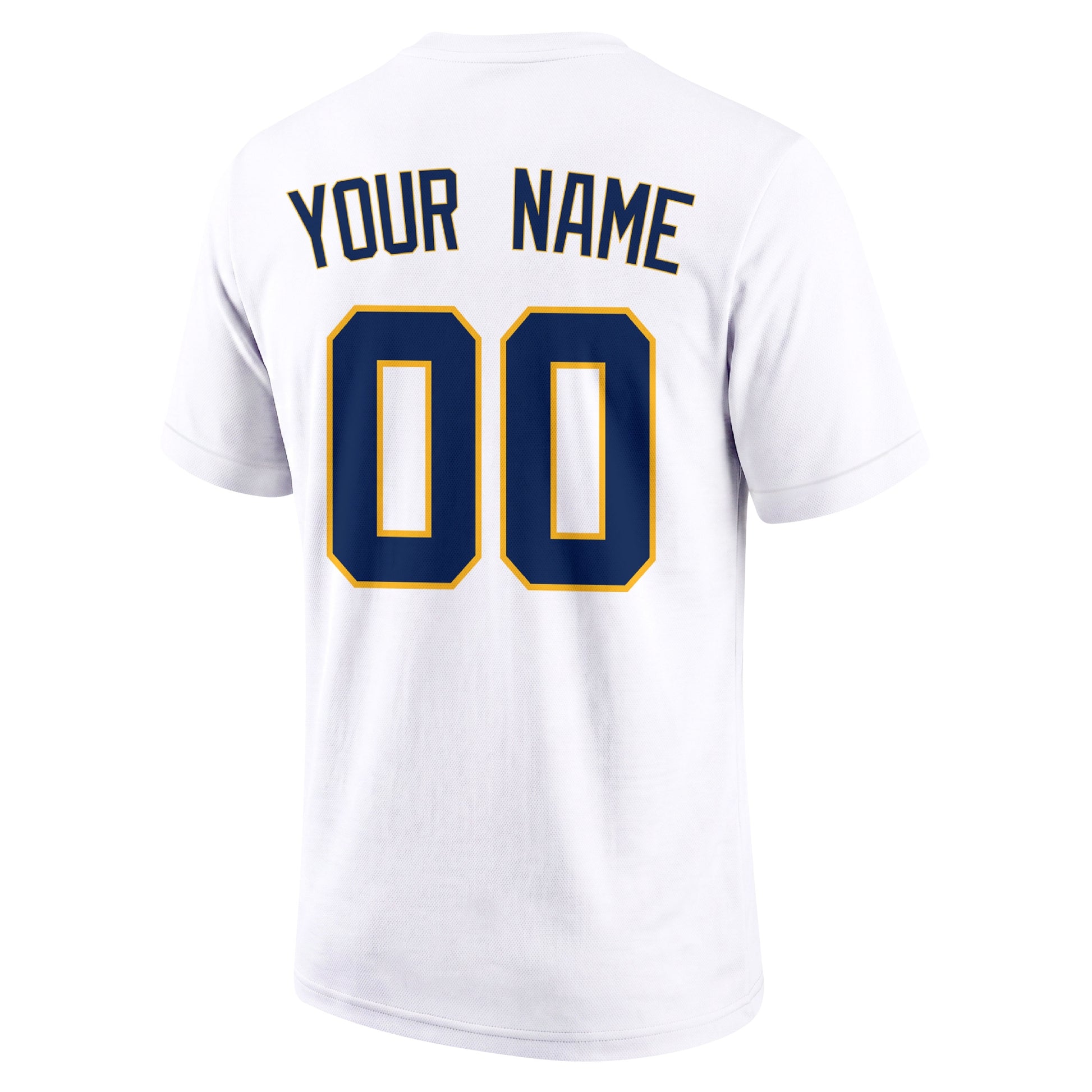 Milwaukee White adult baseball T shirt back view with customizable name and large jersey number