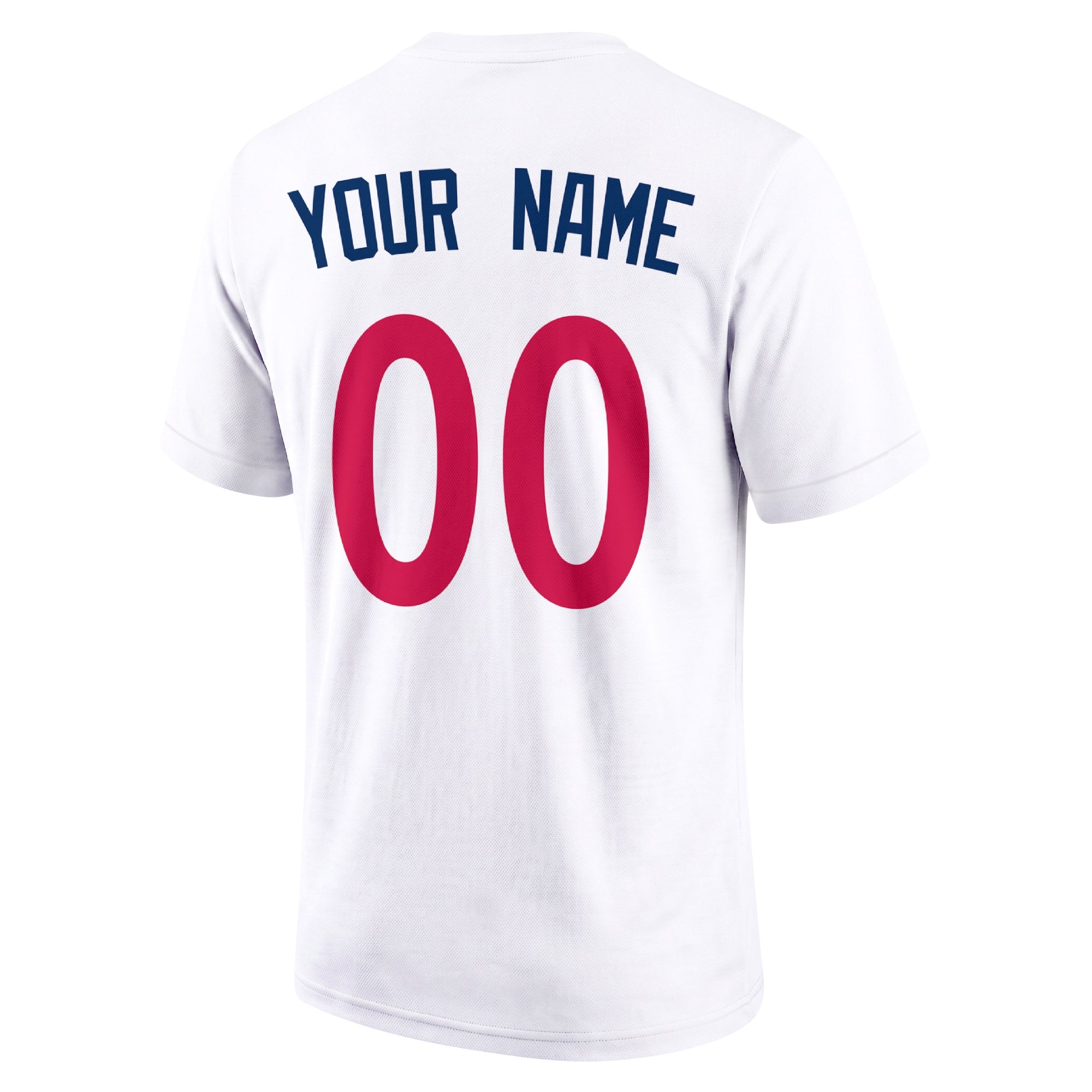 Minnesota White adult baseball T shirt back view with customizable name and large jersey number