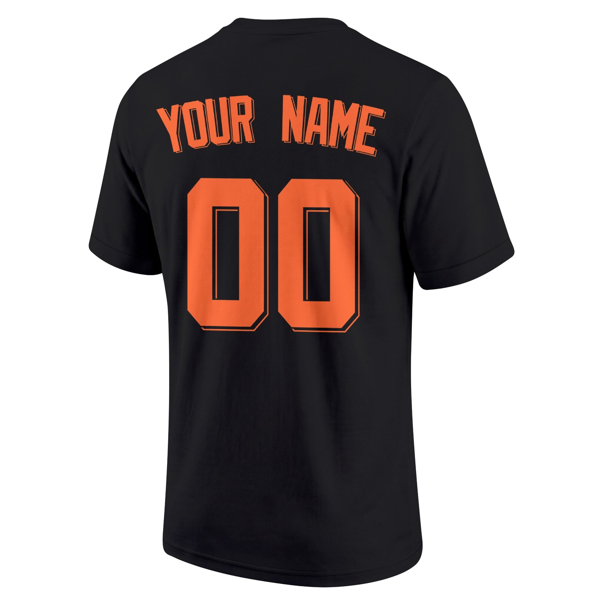 San Francisco Black adult baseball T shirt back view with customizable name and large jersey number