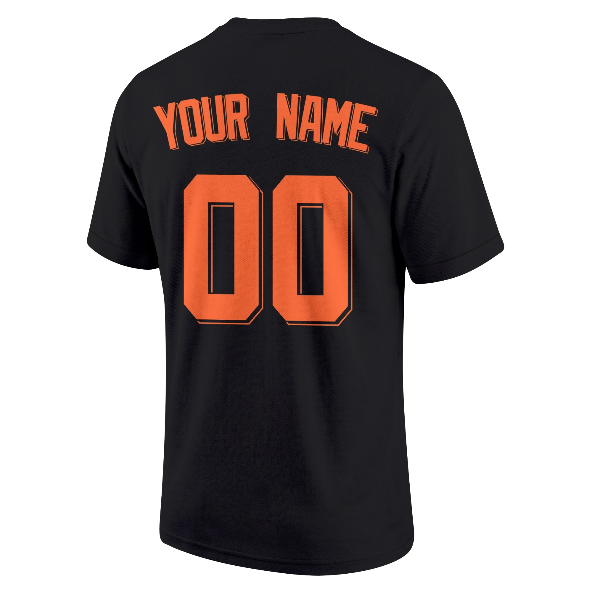 San Francisco Black adult baseball T shirt back view with customizable name and large jersey number
