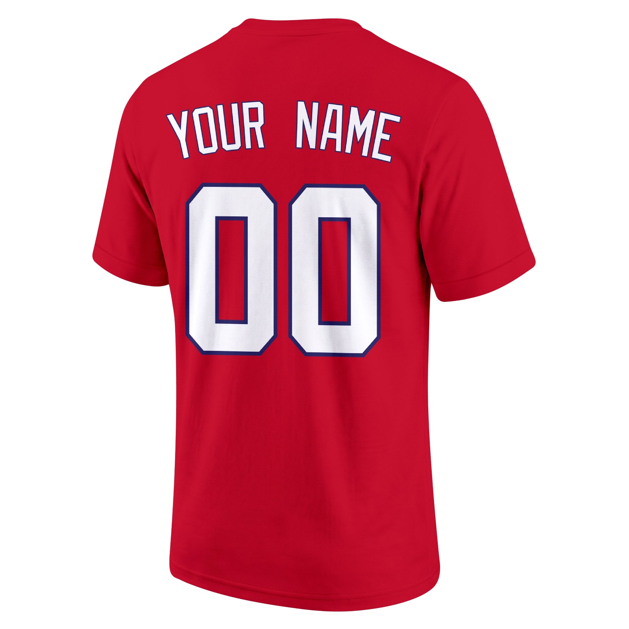 St. Louis Red adult baseball T shirt back view with customizable name and large jersey number