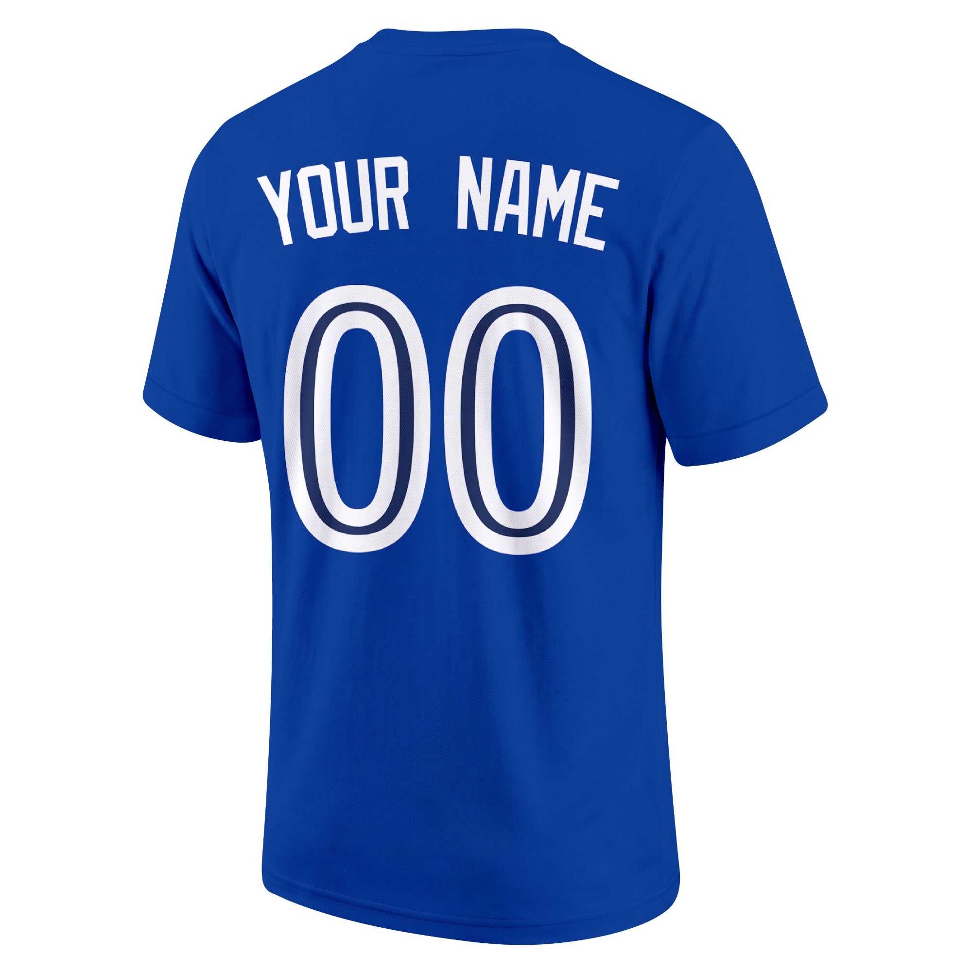 Toronto Royal adult baseball T shirt back view with customizable name and large jersey number